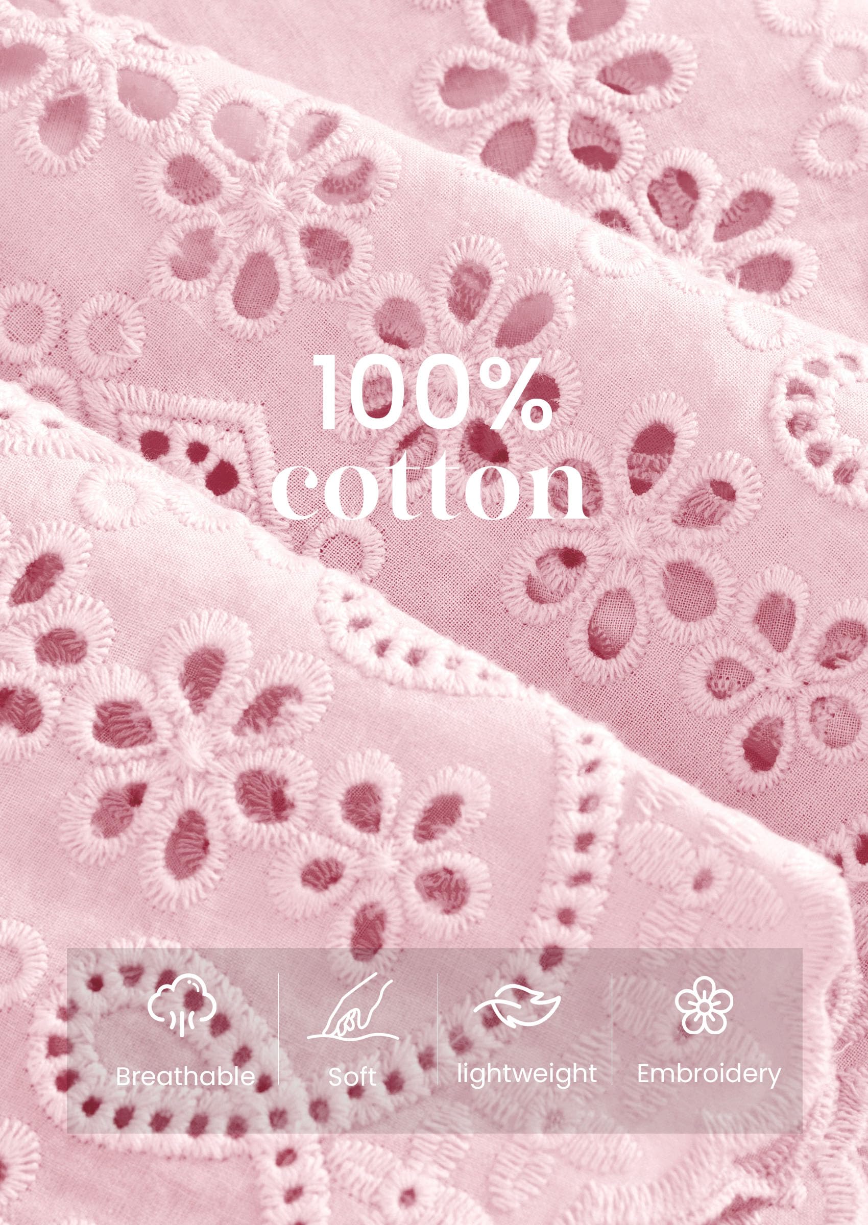 Women's Lace Tank Top Embroidery Eyelet Blouses,Pink,S