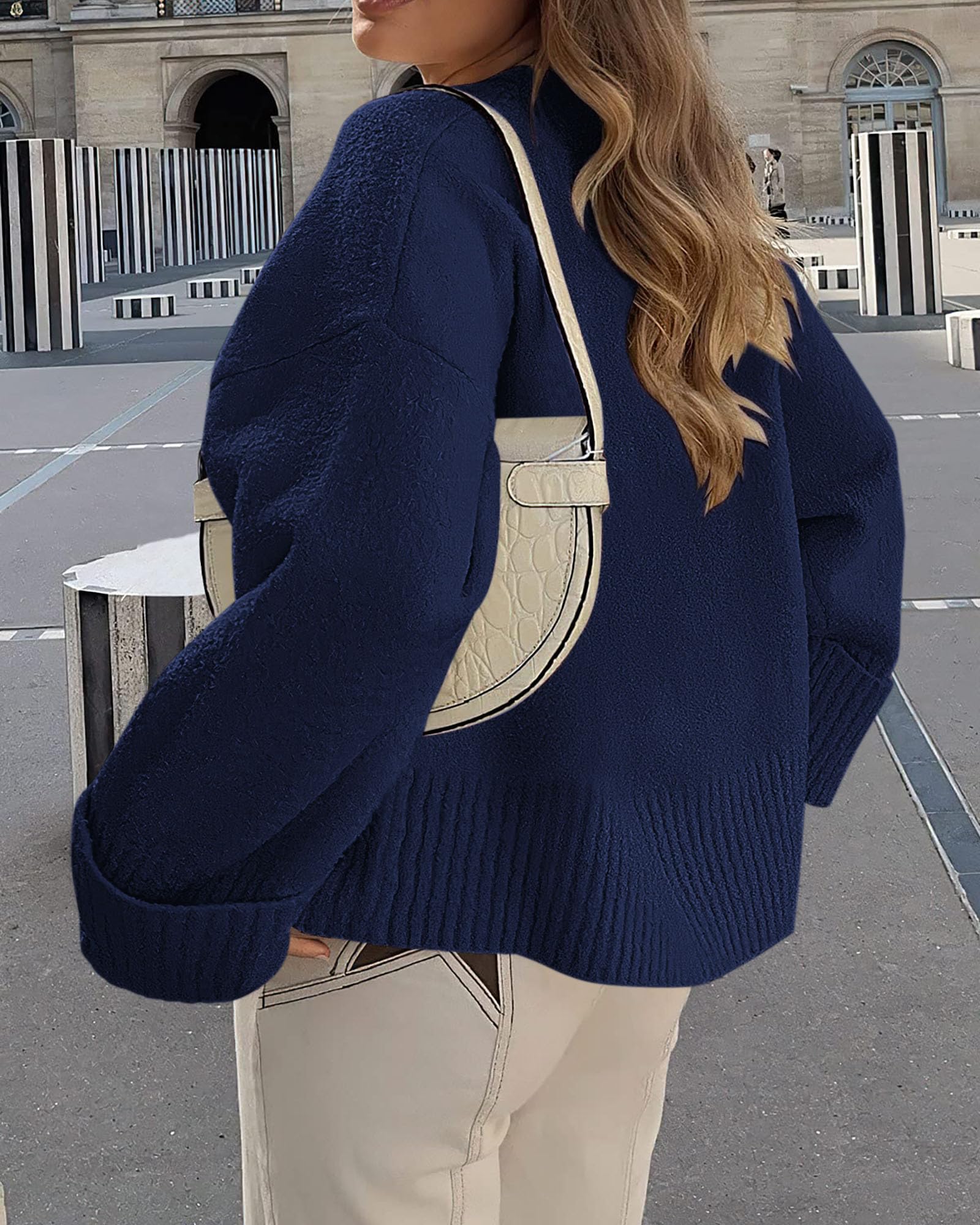 Women's Fall Fashion Cozy Oversized Sweaters(Navy,XS)
