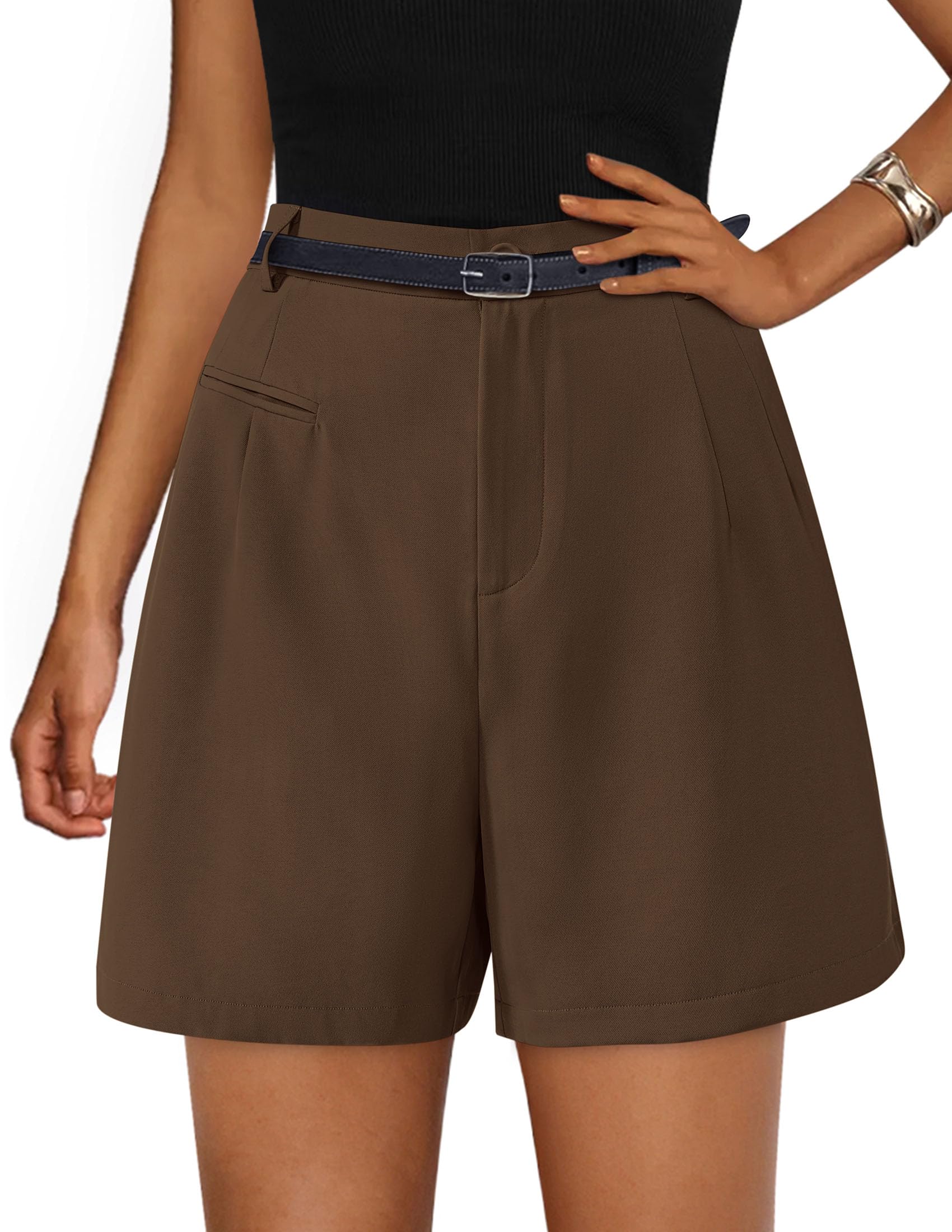 Women's Summer Shorts Business Casual Outfits,Brown,S
