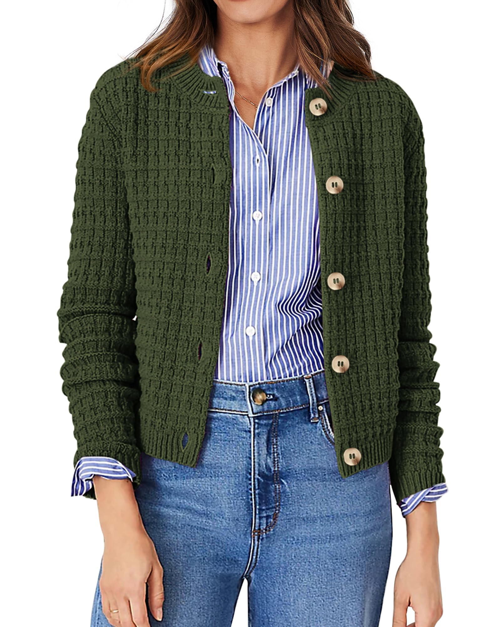 Women's Fall Lightweight Cardigan Sweaters Army Green