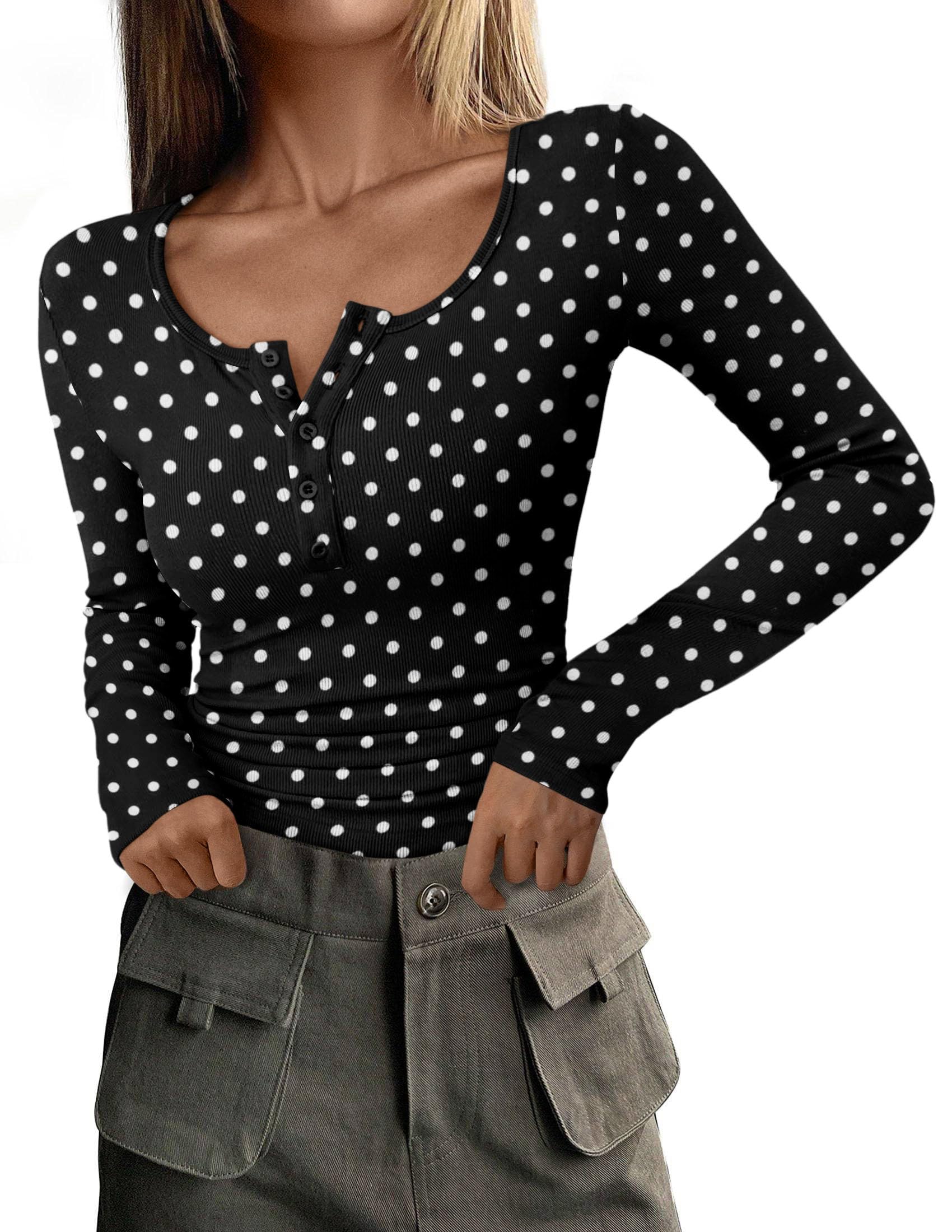 Women's Fall Long Sleeve Henley T Shirts