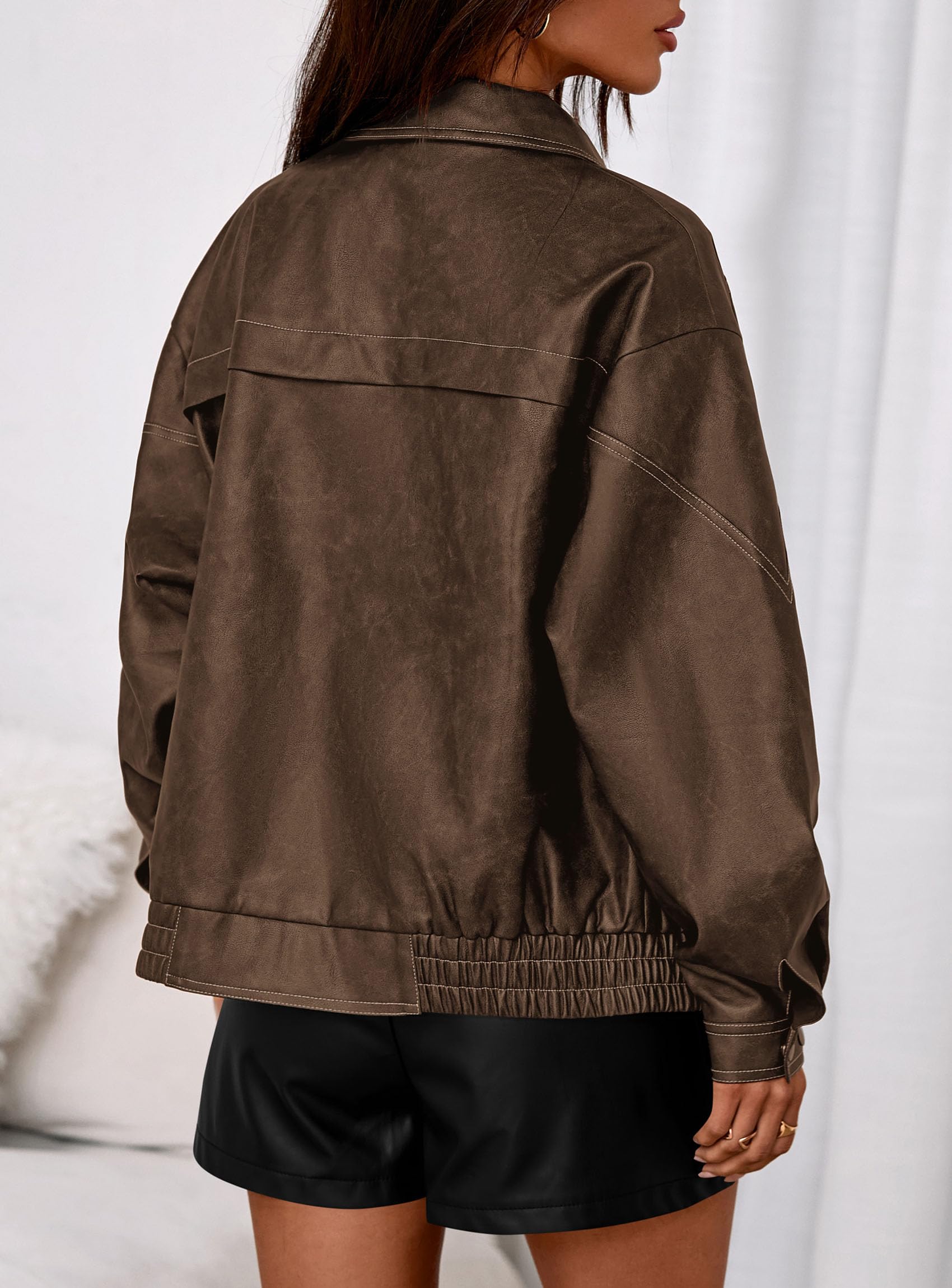Womens Oversized Faux Leather Jacket Fall Winter Outfits