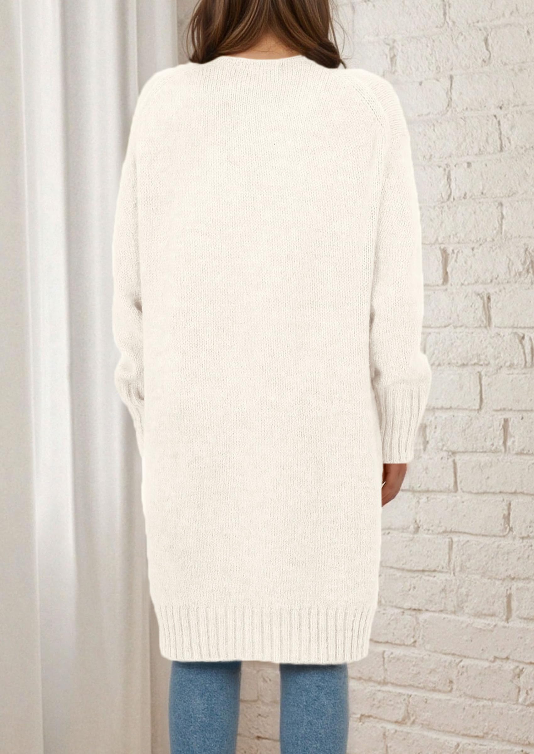 Open Front Cardigan Sweaters for Women,White,S
