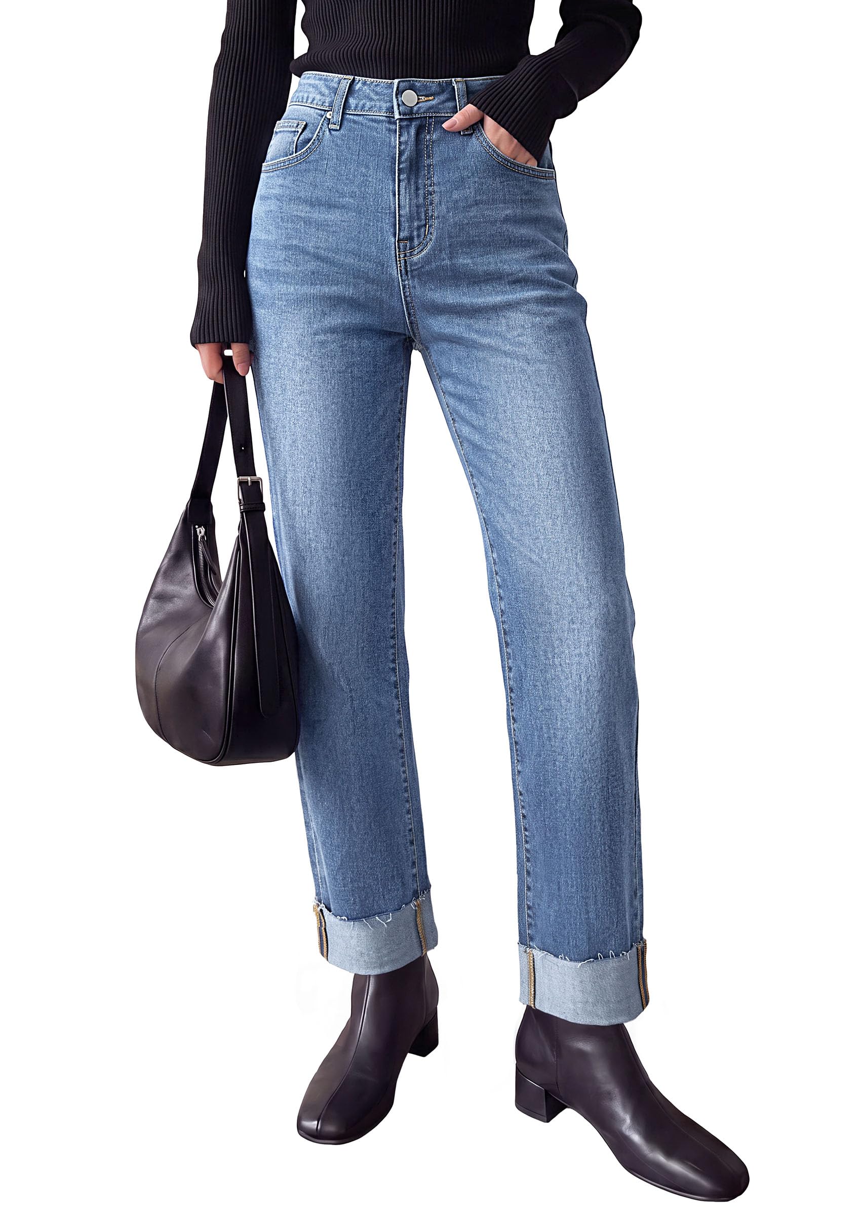 Women's Baggy Denim Jeans Wide Leg Pants Dusk Blue 4