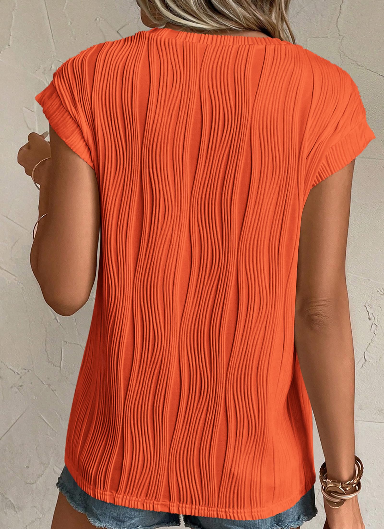 Blouses for Women Dressy Casual Summer Tops, Orange,S