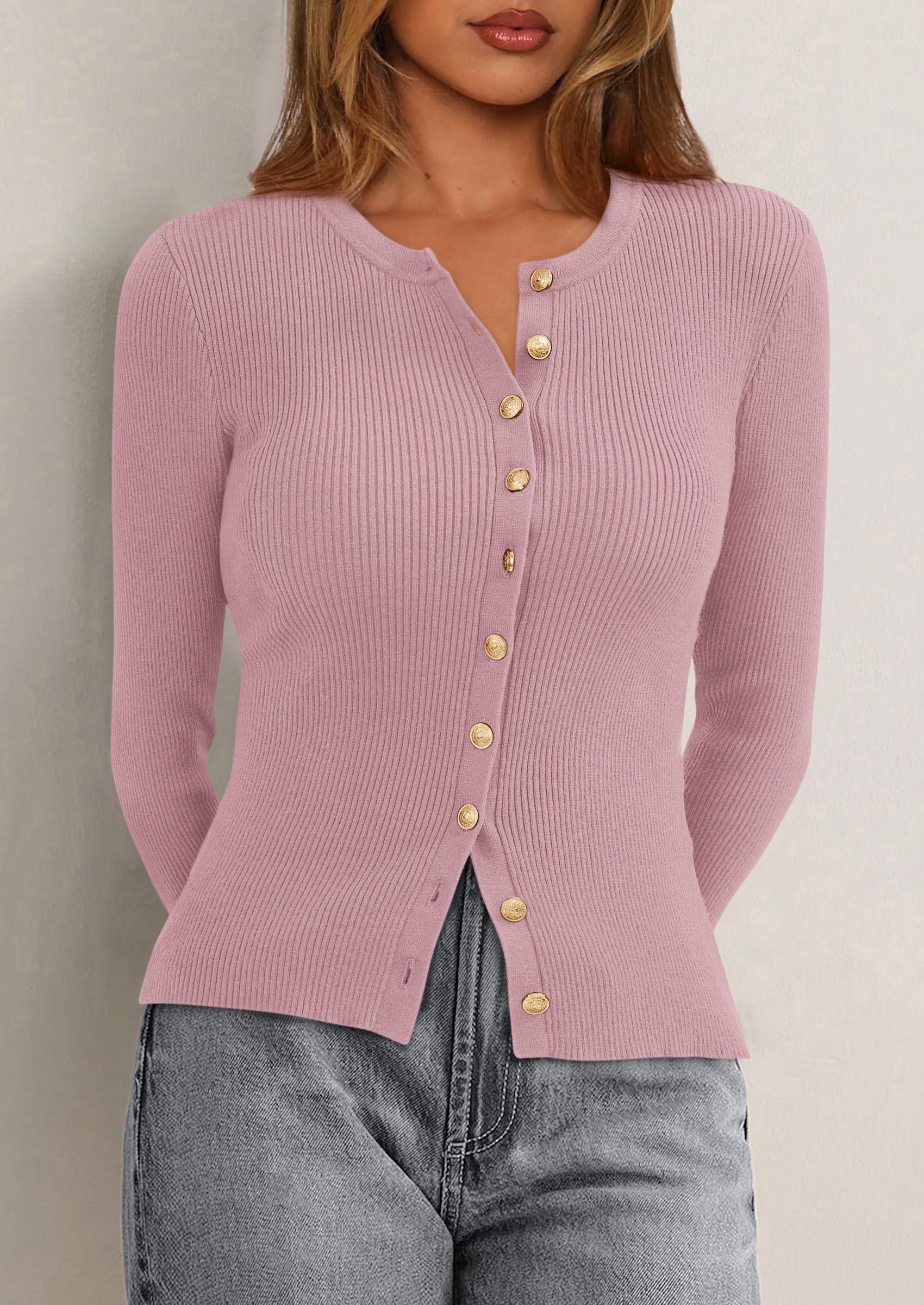Women's Fall Lightweight Cardigan Sweaters,Pink,S