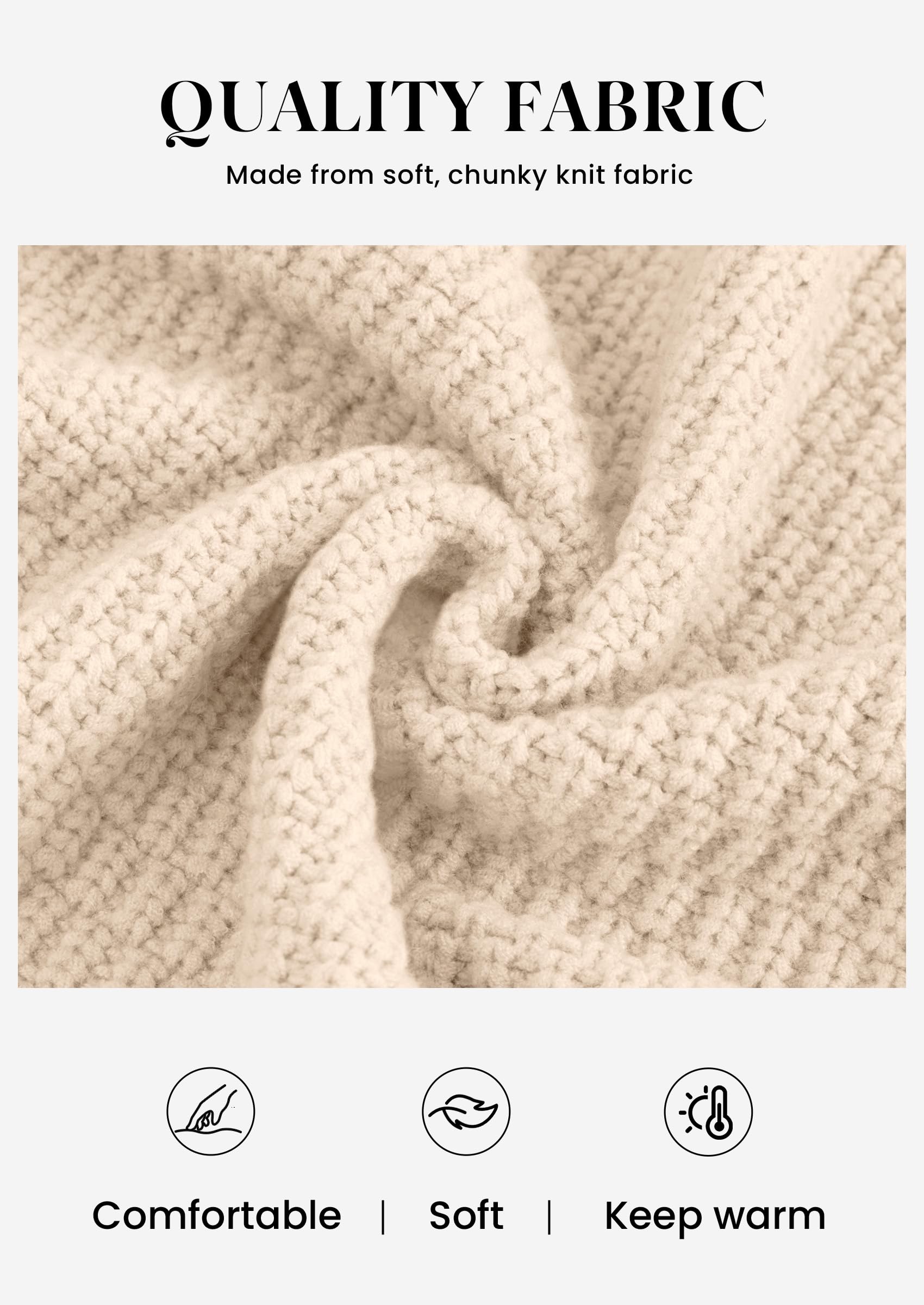 Women's Fall Cardigan Open Front Chunky Sweaters Beige S
