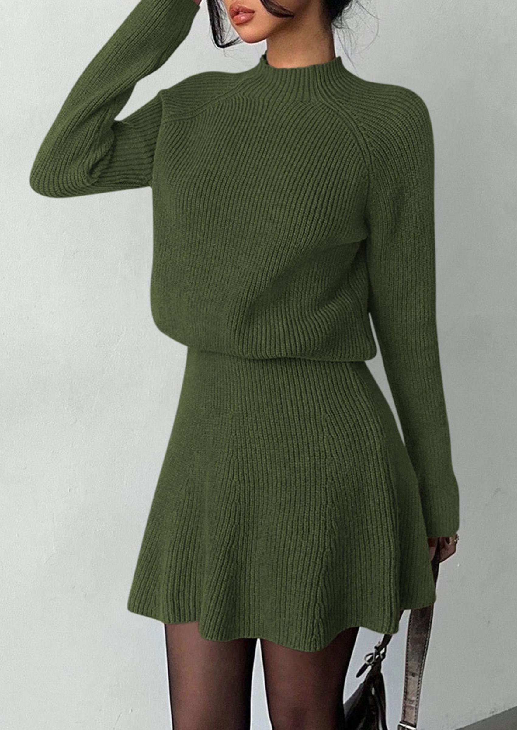 Women's Fall 2 Piece Outfits Matching Sweater Skirt Sets