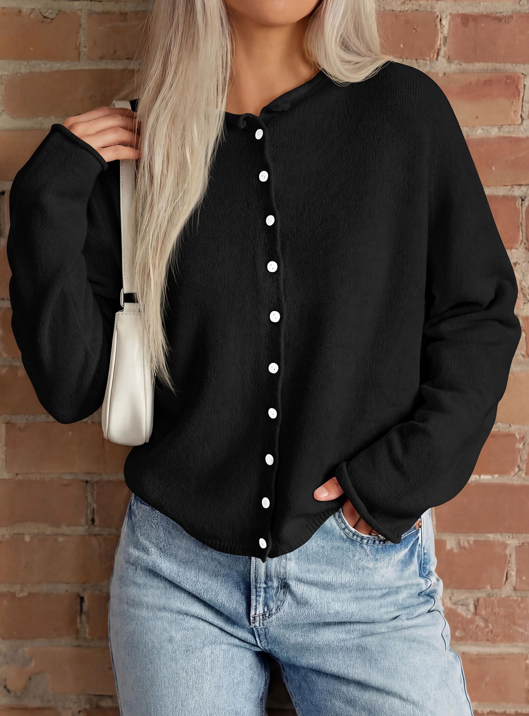 Button Up Cardigan for Women Knit Oversized Fall Sweaters