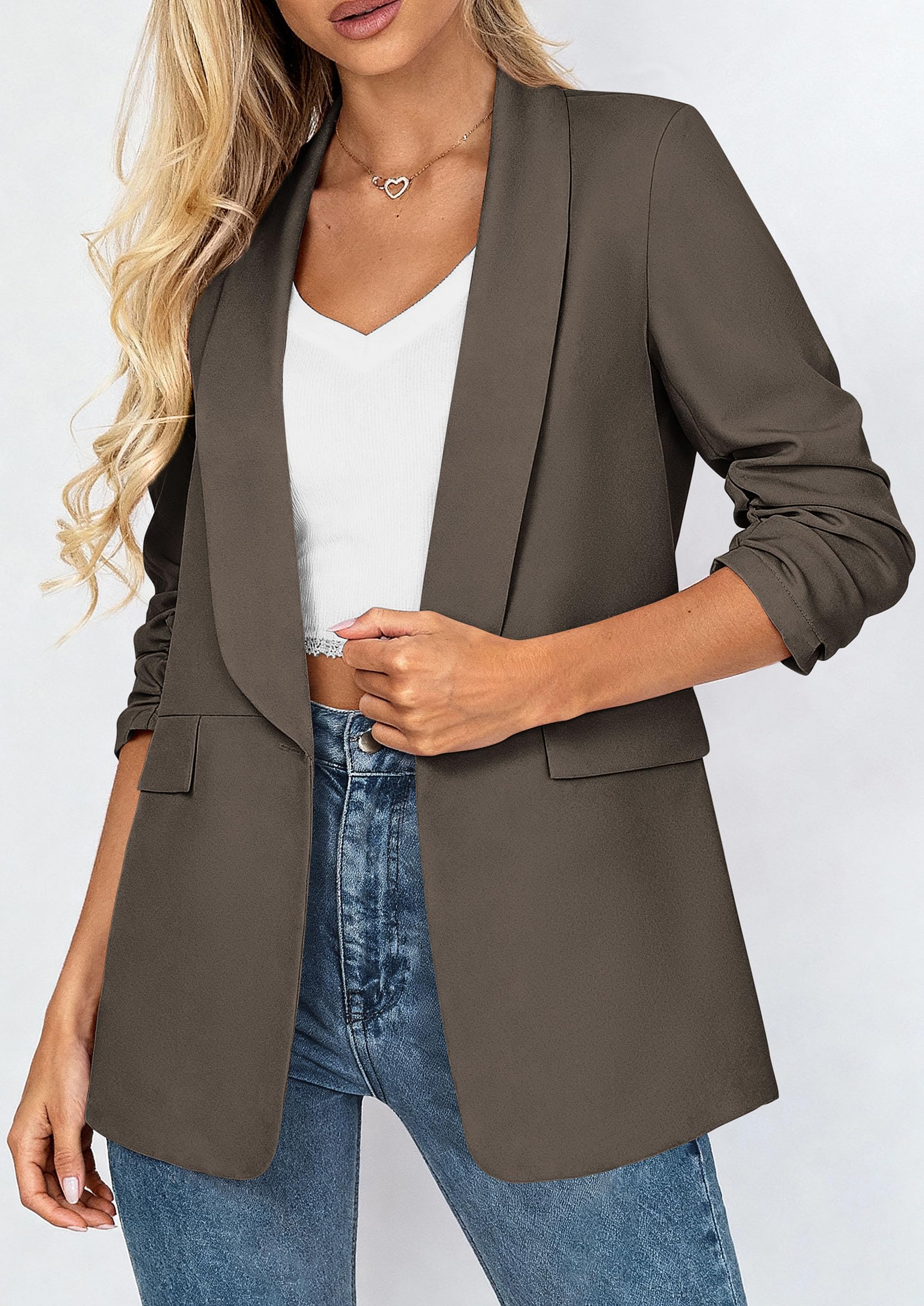 Women's Summer Blazers Business Casual Outfits Grey,XS