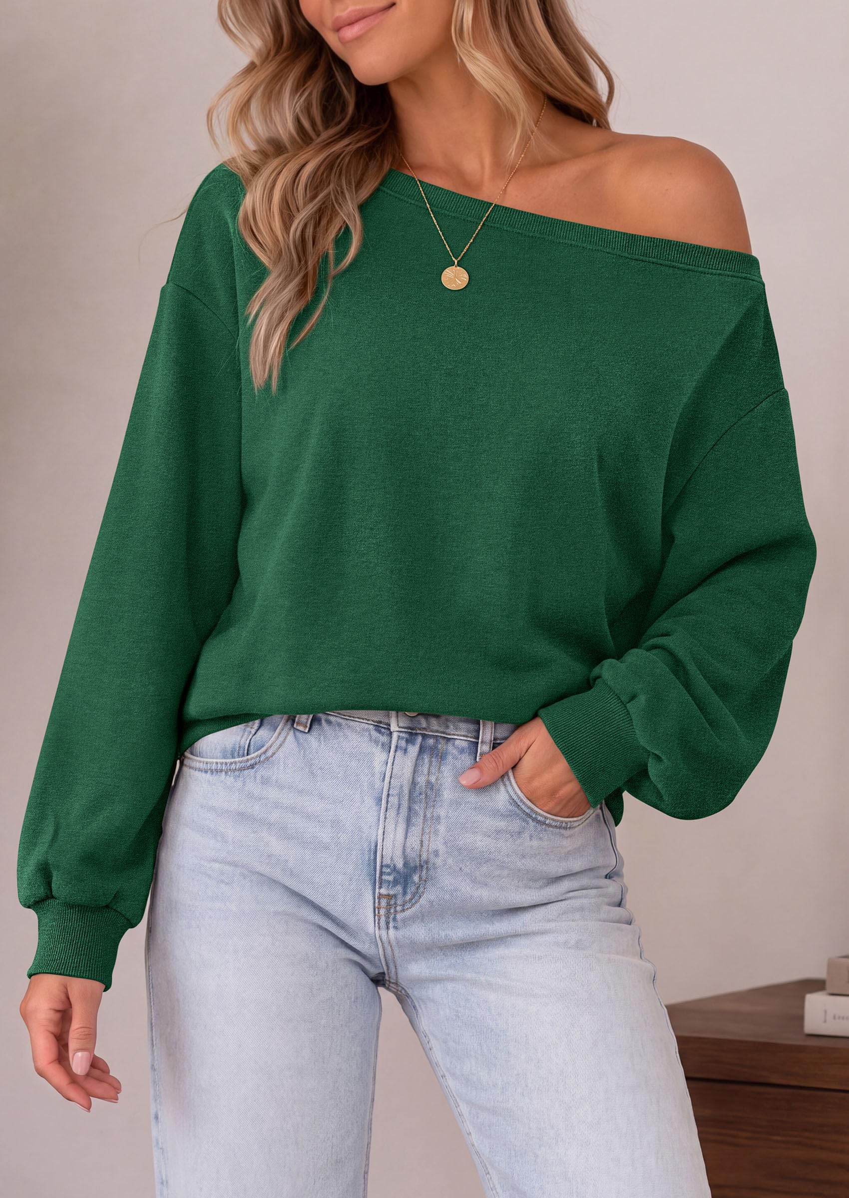 Womens Off The Shoulder Sweatshirt Fall Long Sleeve Tops
