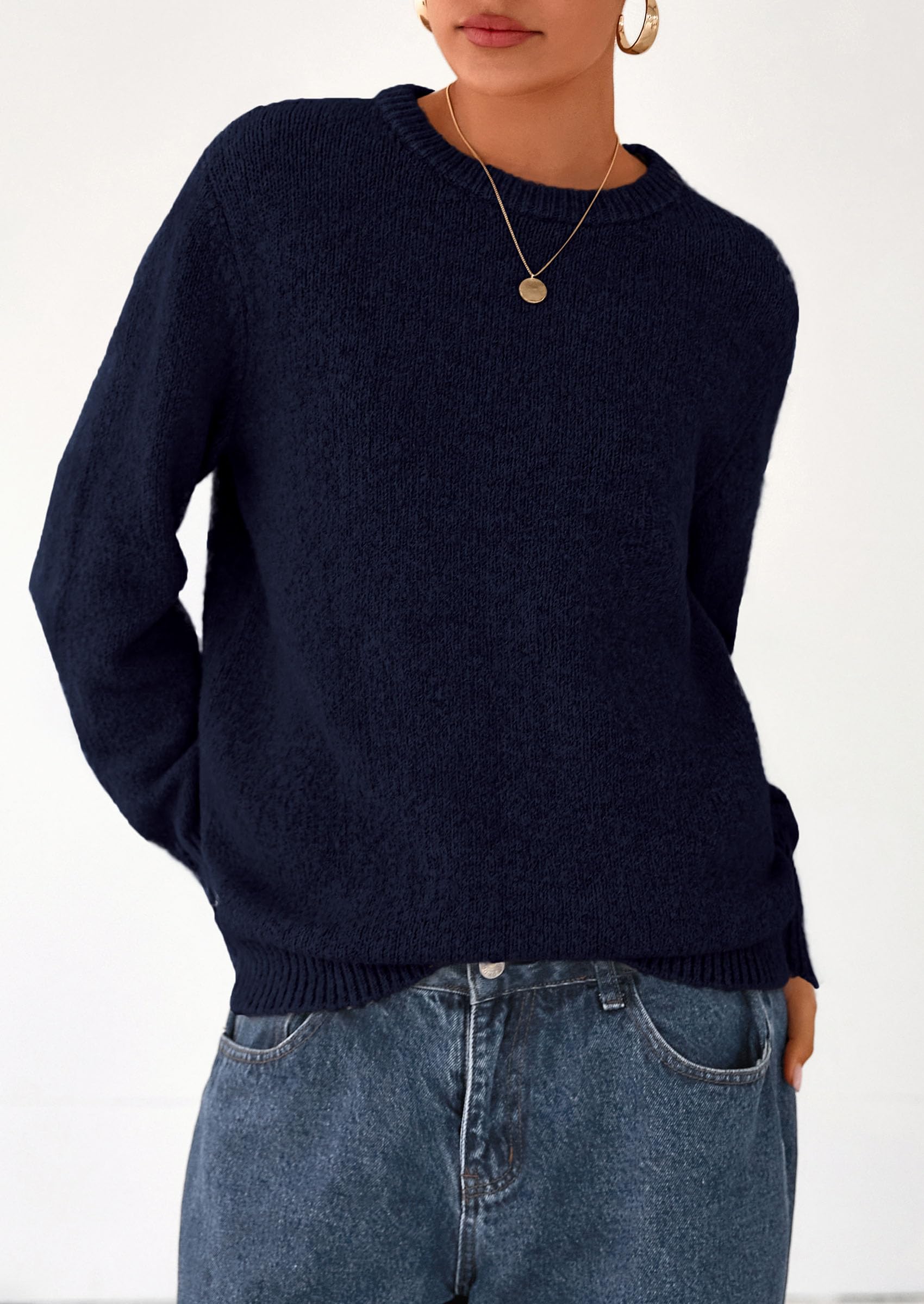 Fall Sweaters for Women Cozy Casual Pullover Ribbed Knit Tops