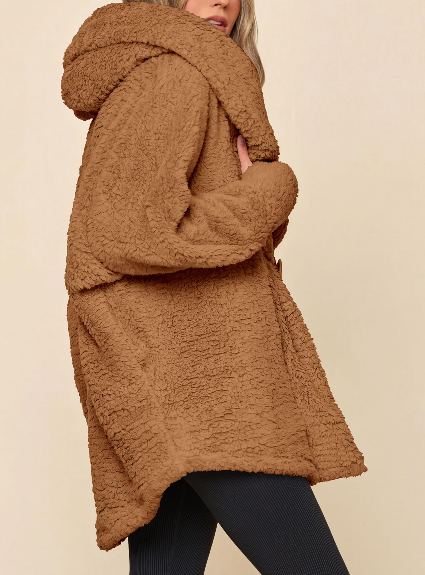 Women's Winter Warm Coats Hooded Faux Fur Sherpa Jacket