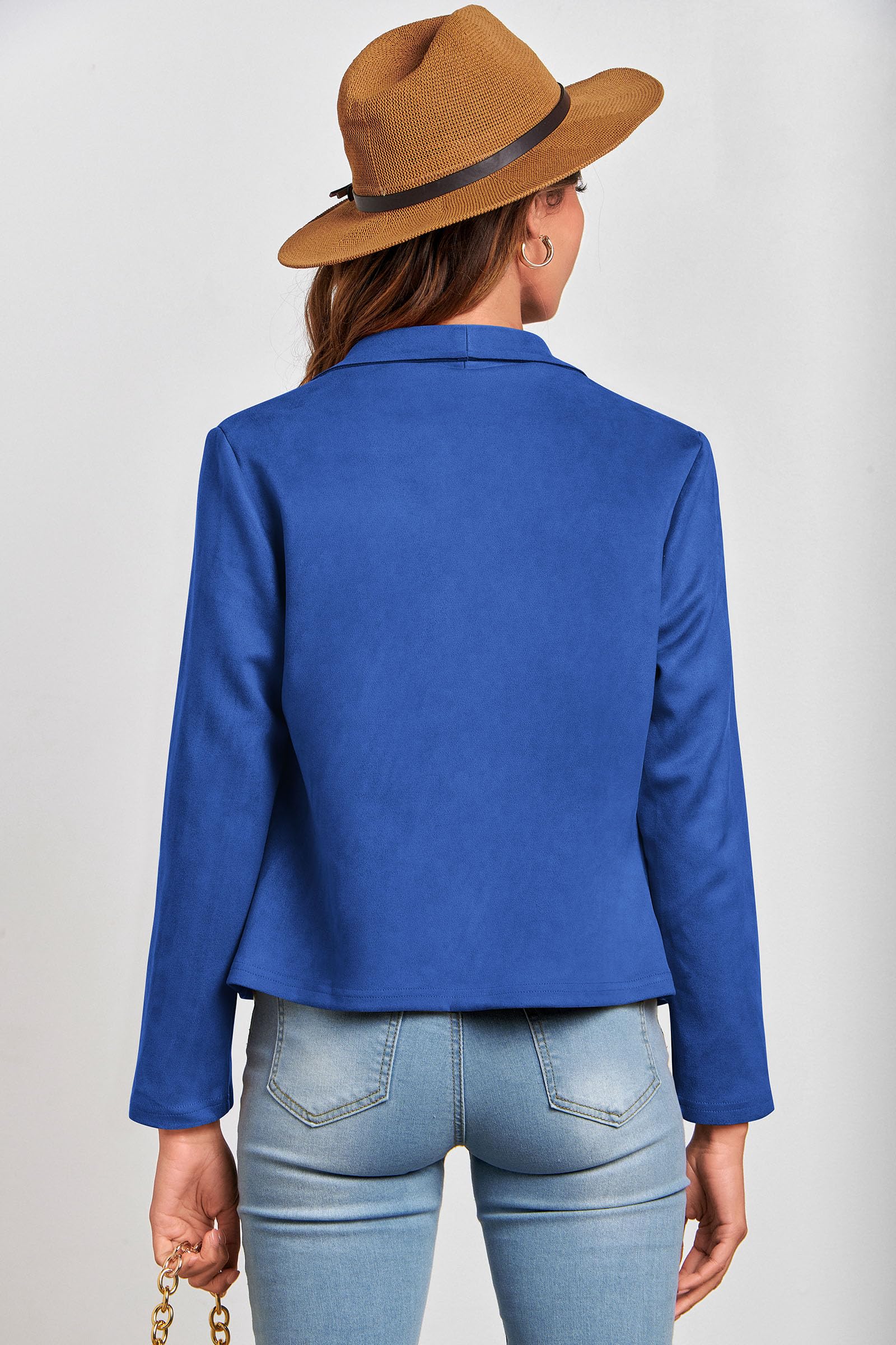Women's Fall Fashion Faux Suede Jackets(Blue,Small)