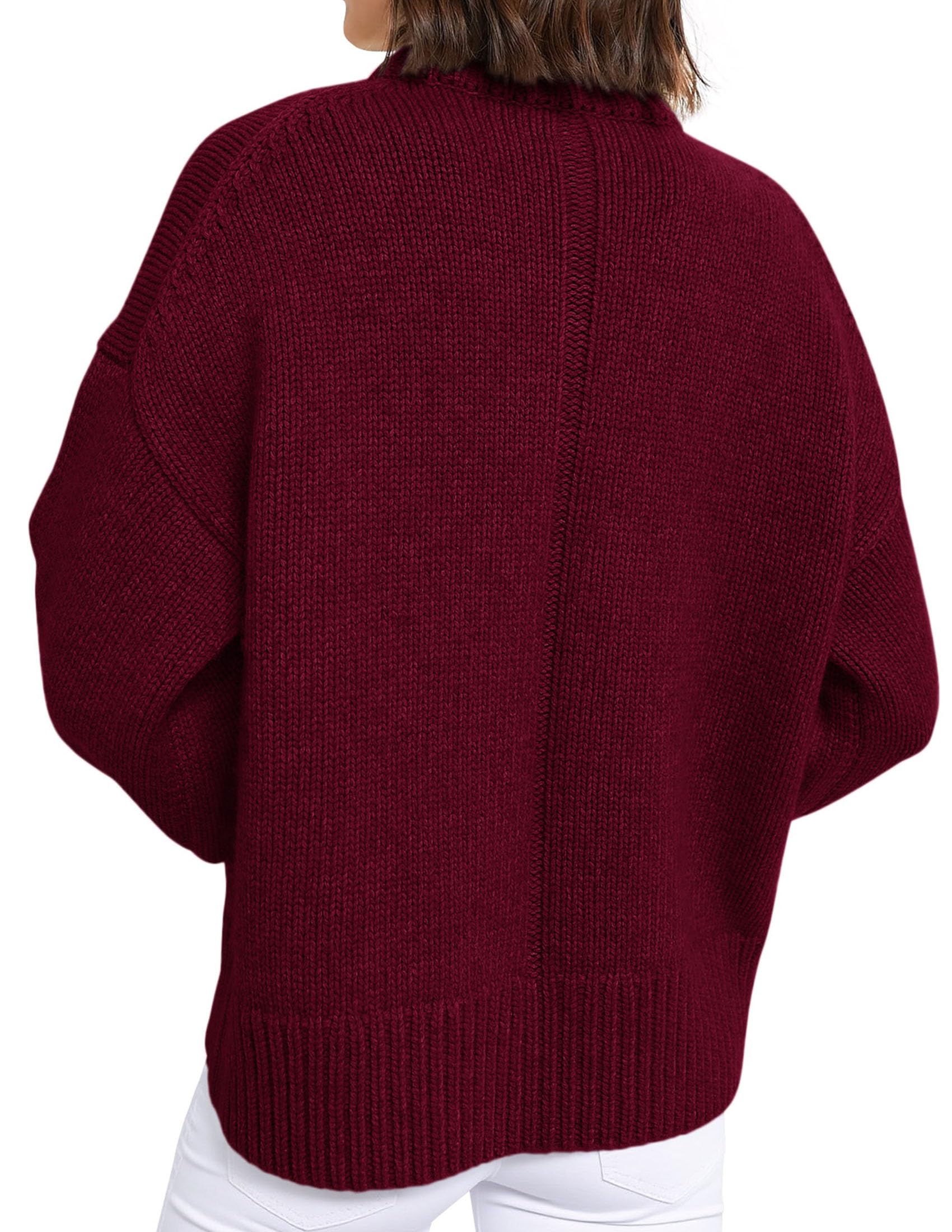 Casual Rollneck Sweater Womens Fall Fashion 2026 Wine Red,S