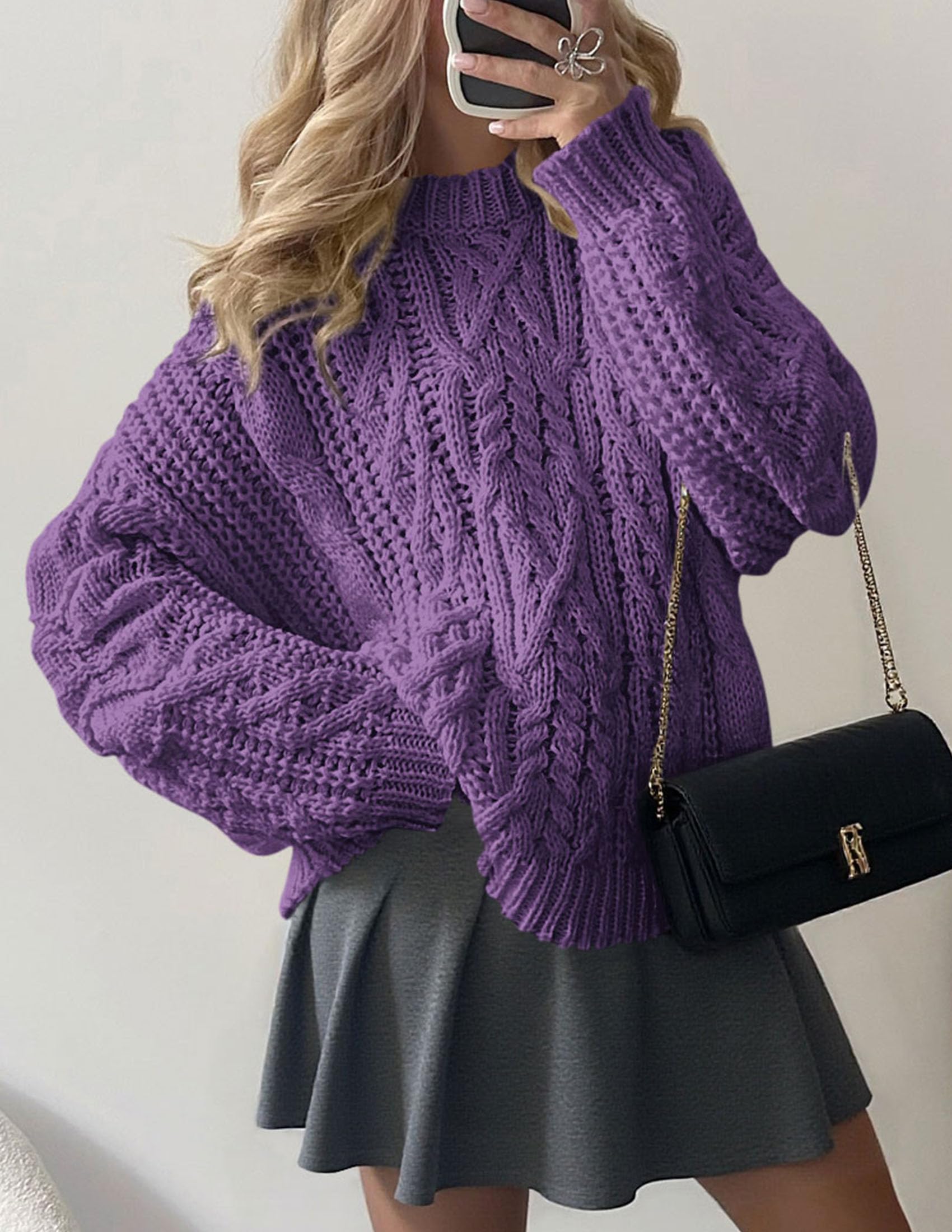 Womens Oversized Fall Sweaters Chunky Cable Knit Pullover Tops