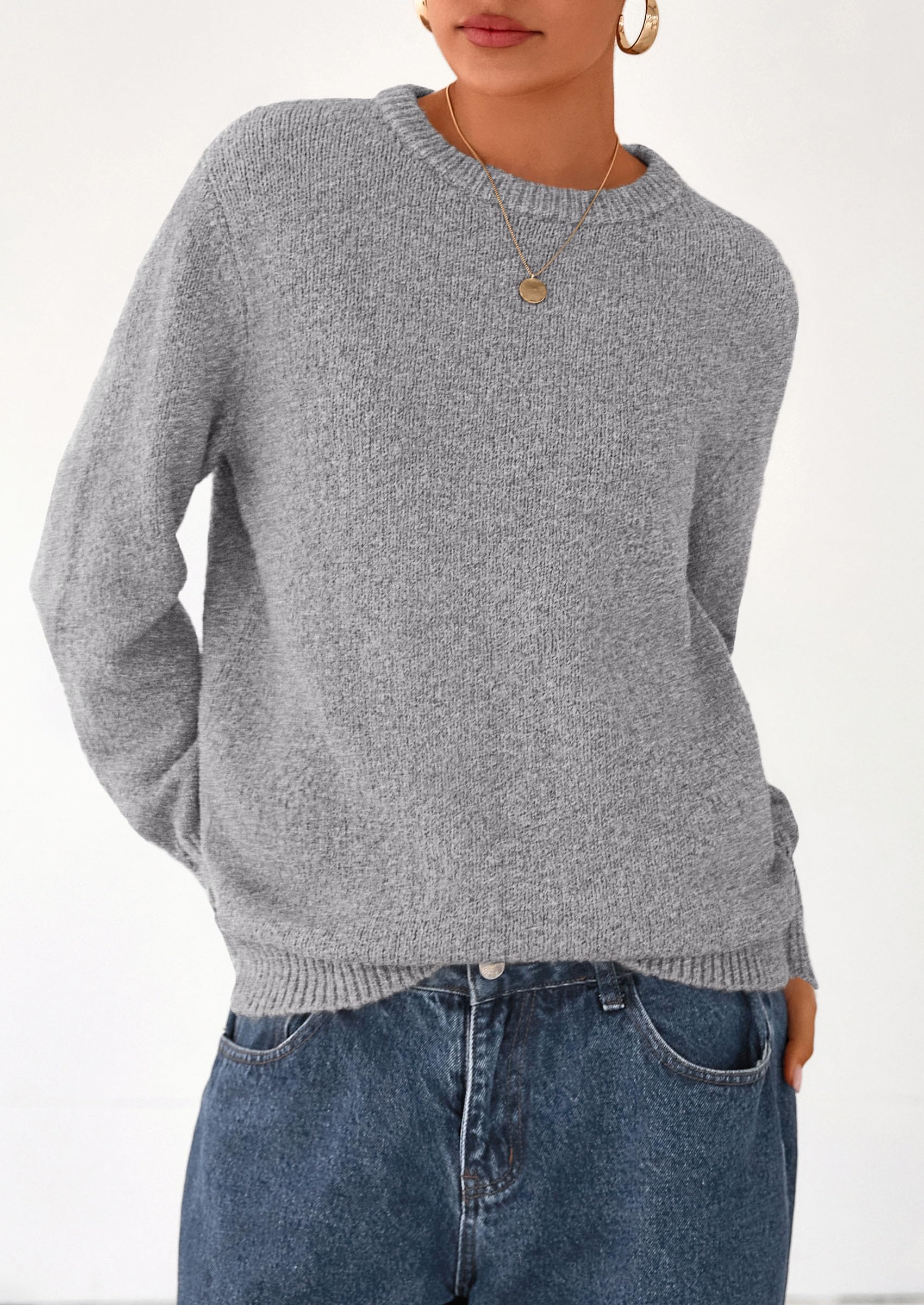 Fall Sweaters for Women Cozy Casual Pullover Ribbed Knit Tops