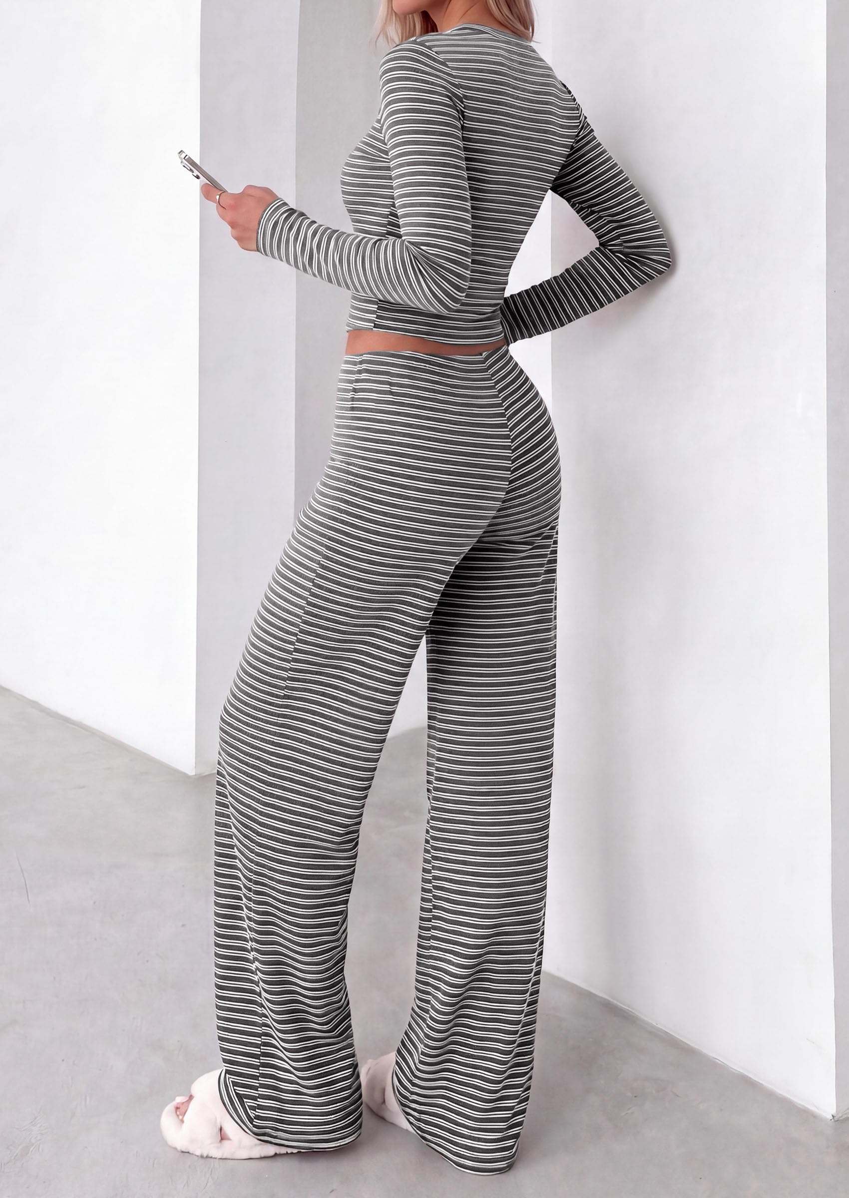 Lounge Sets for Women Fall 2 Piece Knit Matching Striped Set