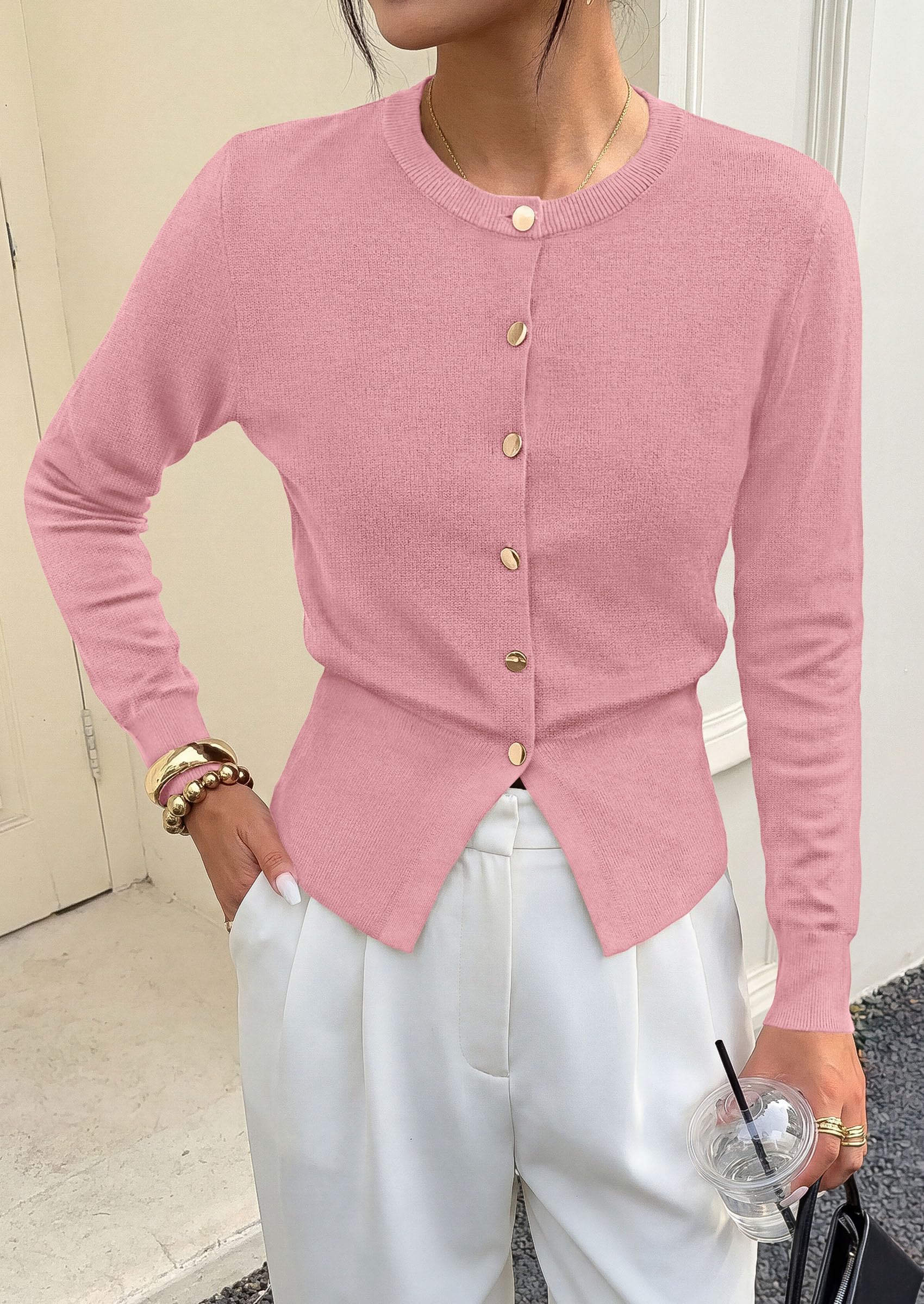 Womens Fall Fashion Knit Cardigan Sweaters Cinched Waist Tops