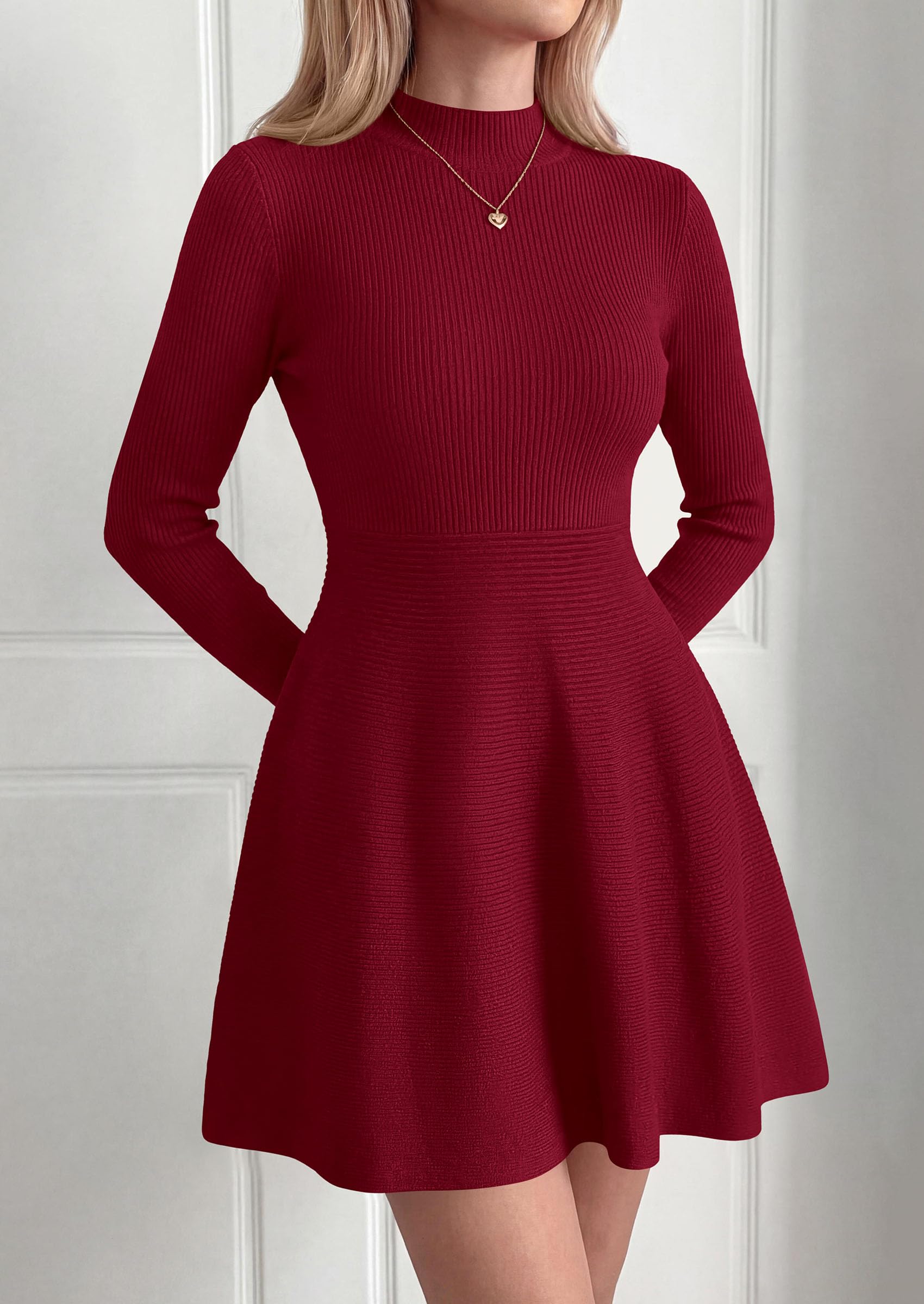 Women's Knit A Line Short Sweater Dress for Fall Wedding Guest