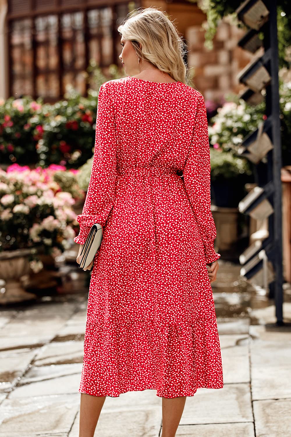 Womens Long Sleeve Boho Maxi Fall Floral Wedding Guest Dresses