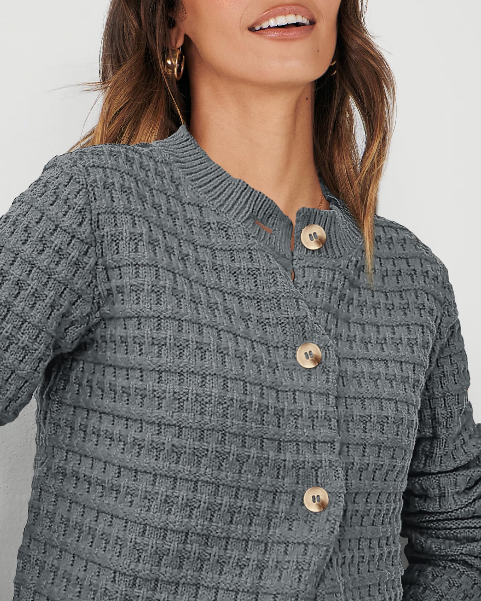 Women's Fall Lightweight Cardigan Sweaters Grey