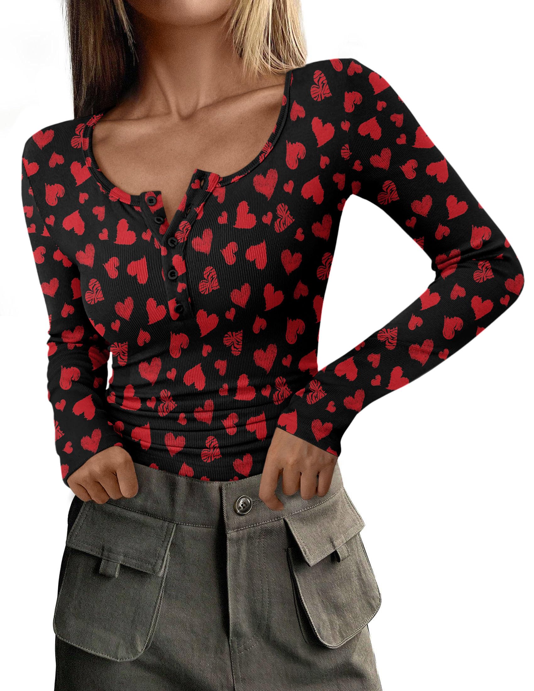 Women's Fall Long Sleeve Henley T Shirts