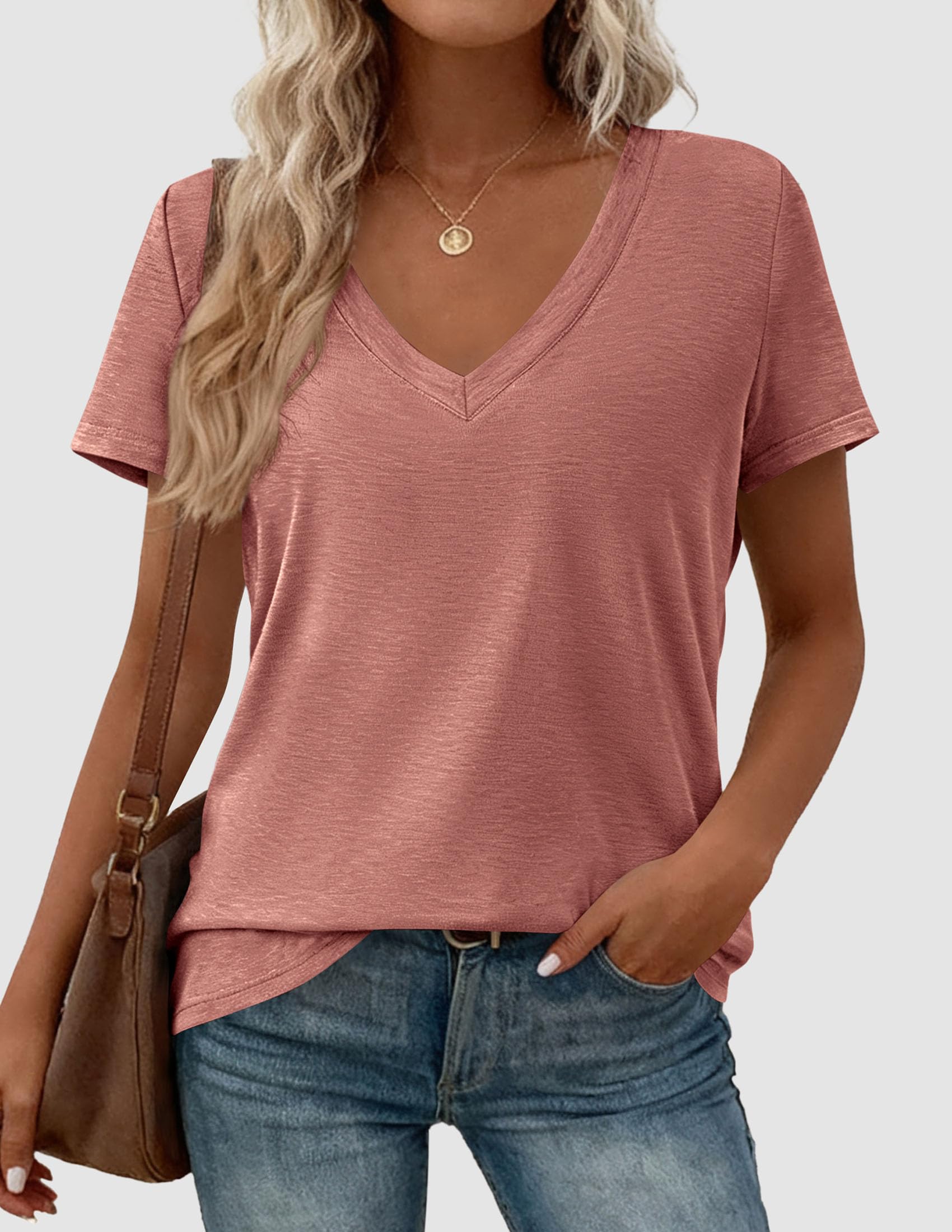 Womens Tops Short Sleeve Oversized Tshirts, Coral Pink,S