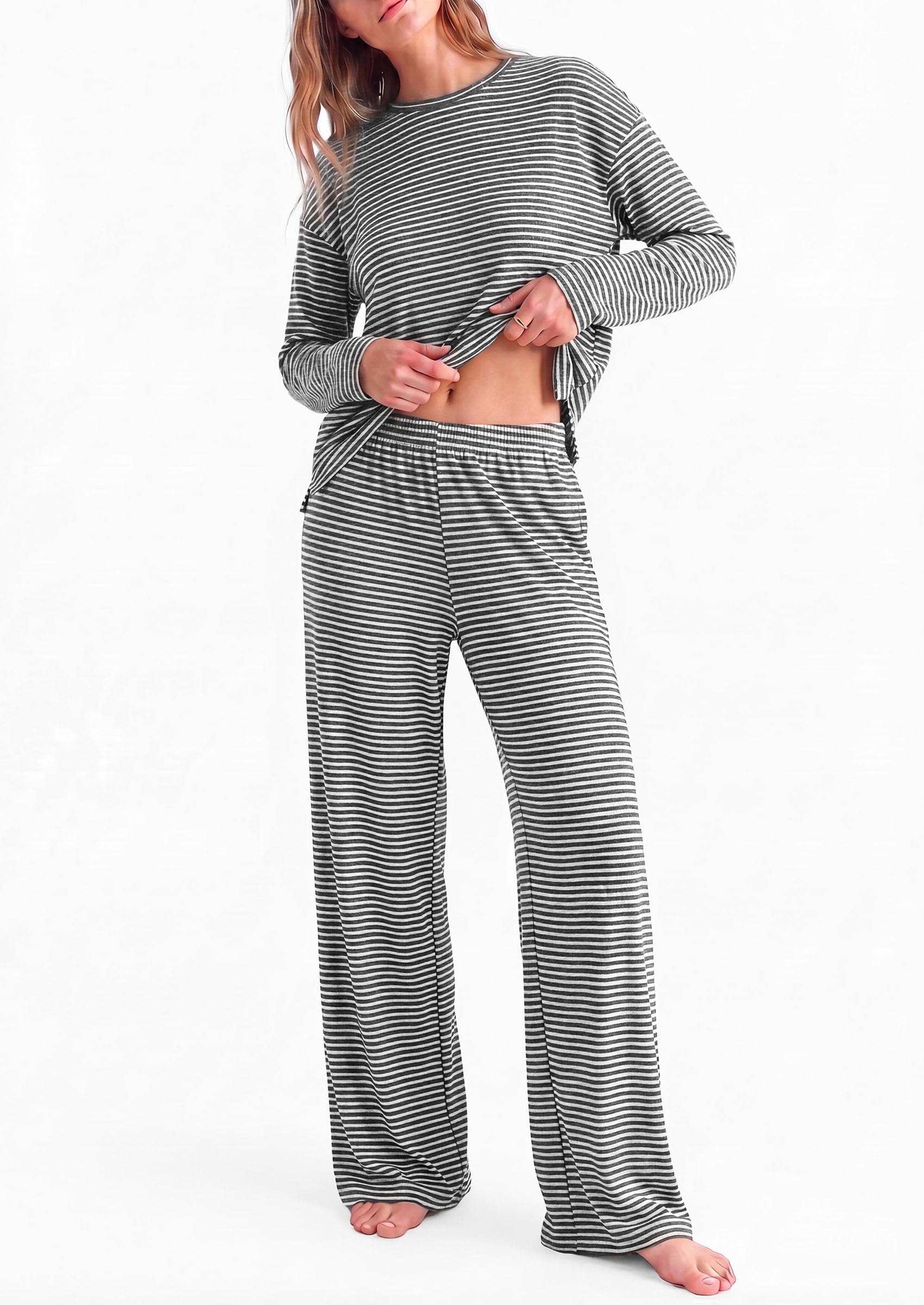 Lounge Sets for Women Fall Striped Matching Comfy Pajama Sets