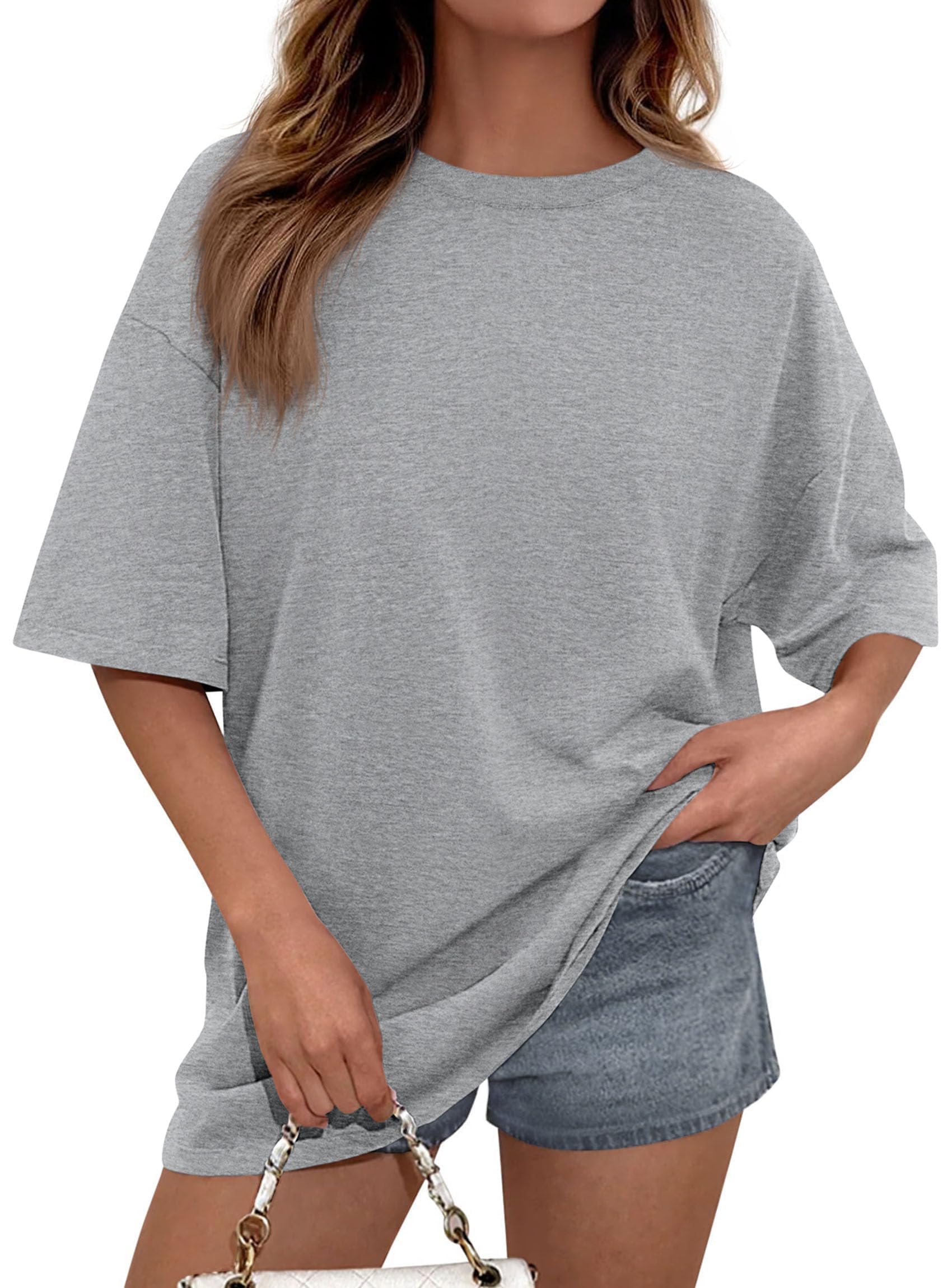Women's Oversized Tshirts Going Out Tops (Grey,S)