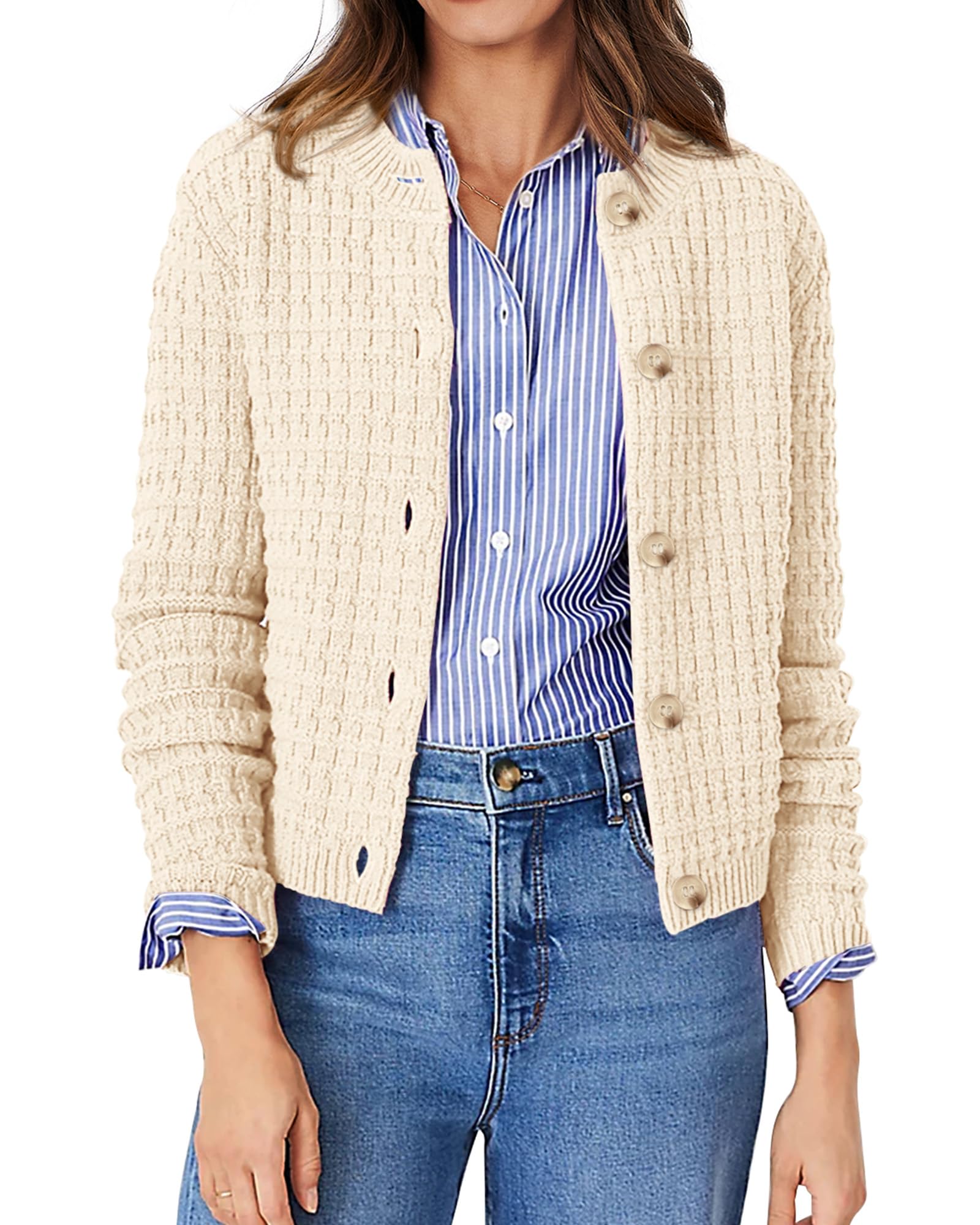 Women's Fall Lightweight Cardigan Sweaters Beige