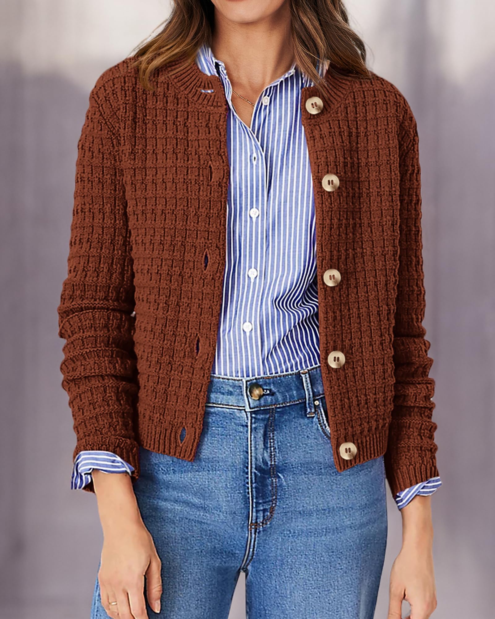 Women's Fall Lightweight Cardigan Sweaters Caramel