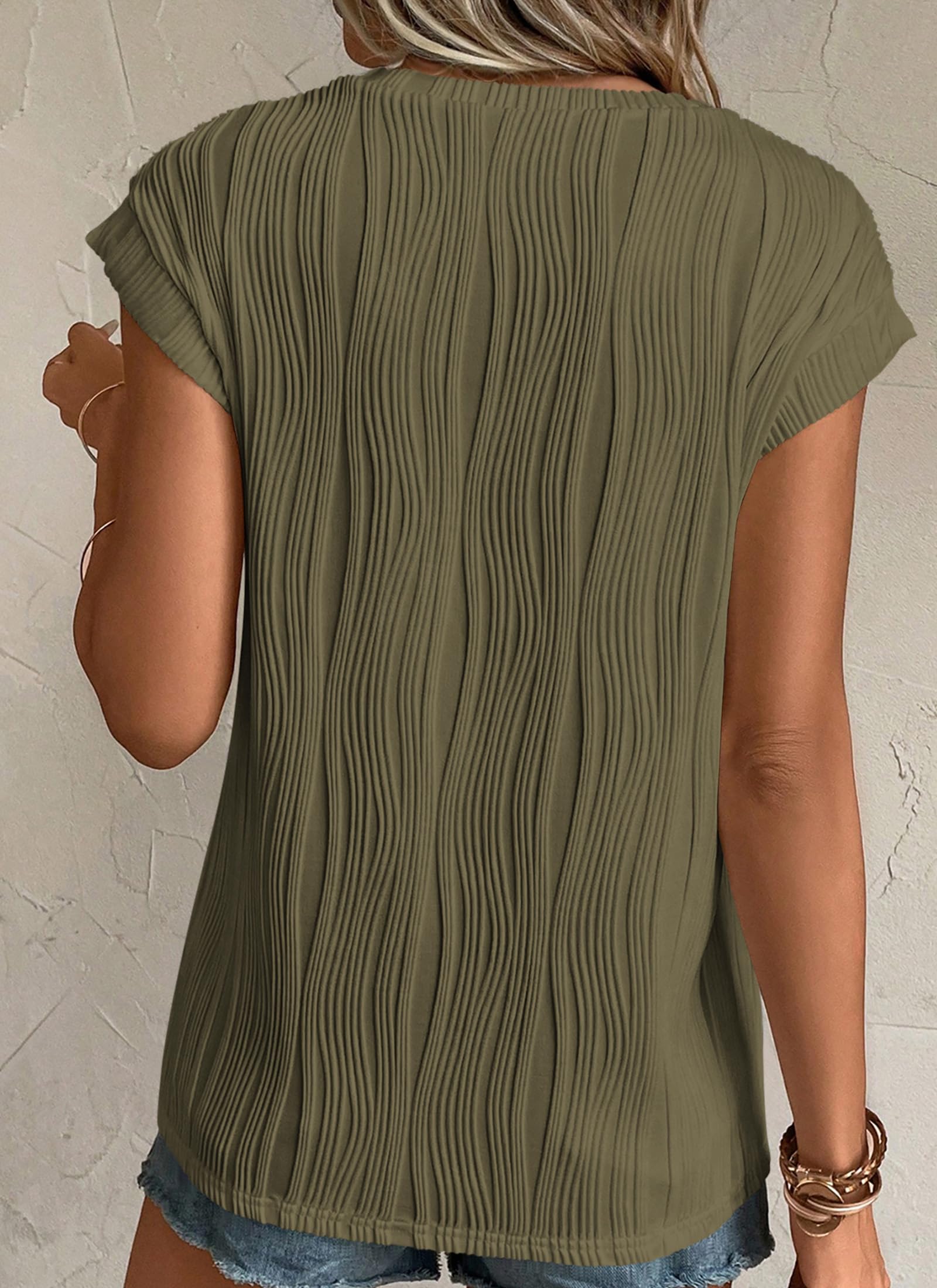 Blouses for Women Dressy Casual Summer Tops, Army Green,S