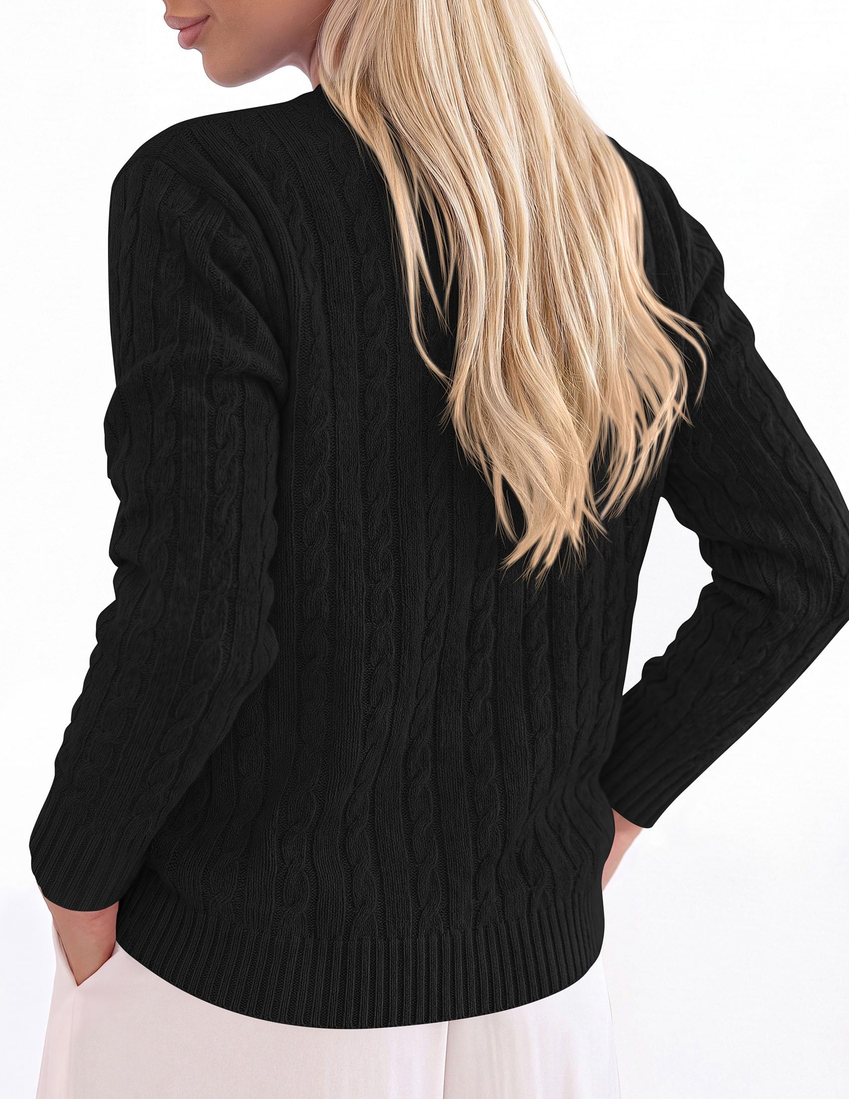 Womens Cable Knit Crewneck Fall Sweater Long Sleeve Tops 2026