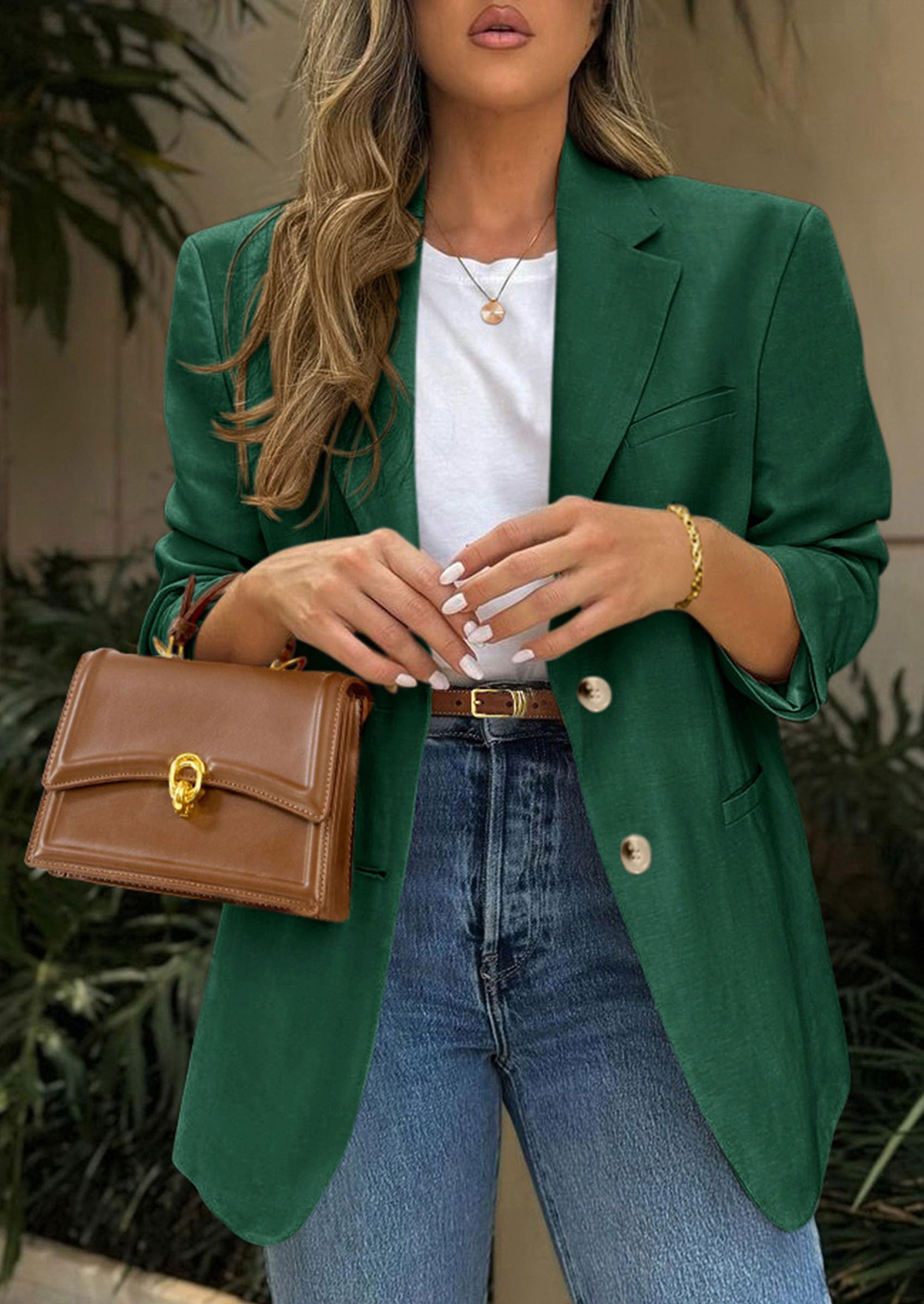 2026 Blazers for Women Business Casual,Dark Green,XS