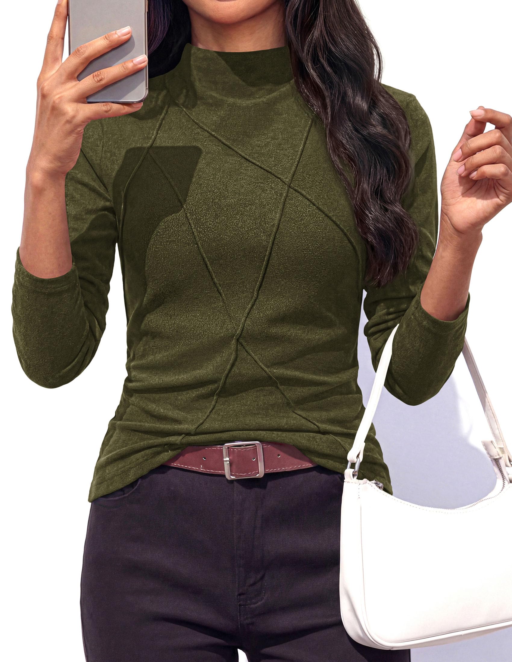 Women's Mock Neck Long Sleeve Shirts Underscrub Fall Tops