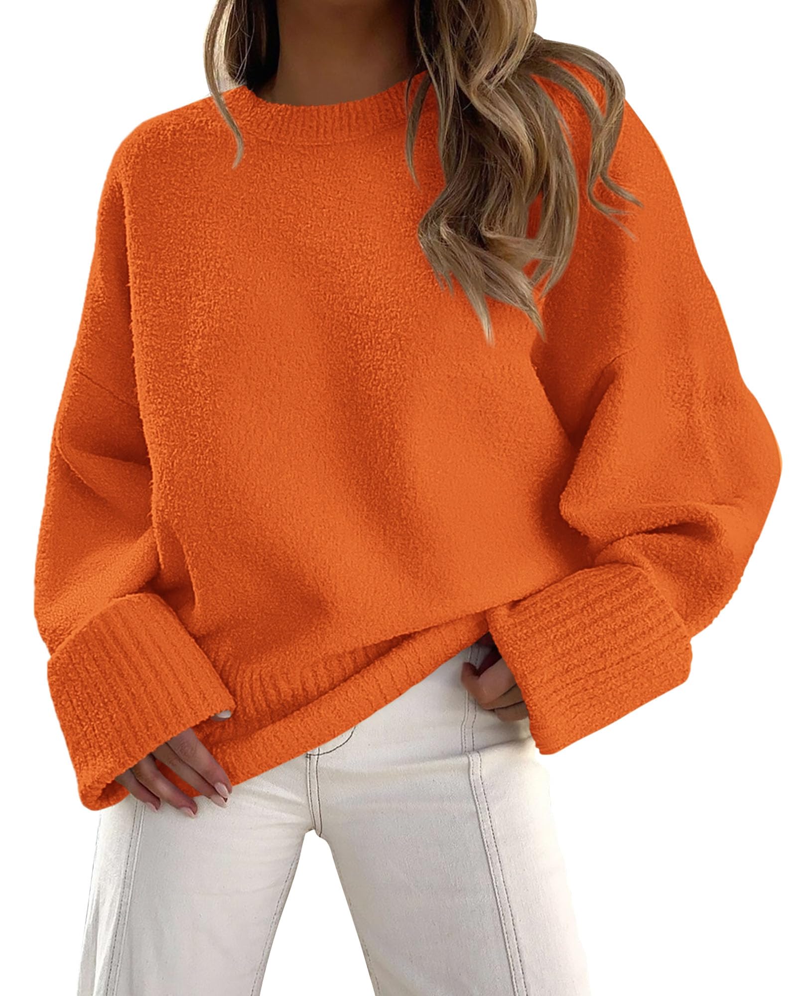 Women's Fall Fashion Cozy Oversized Sweaters(Orange,XS)
