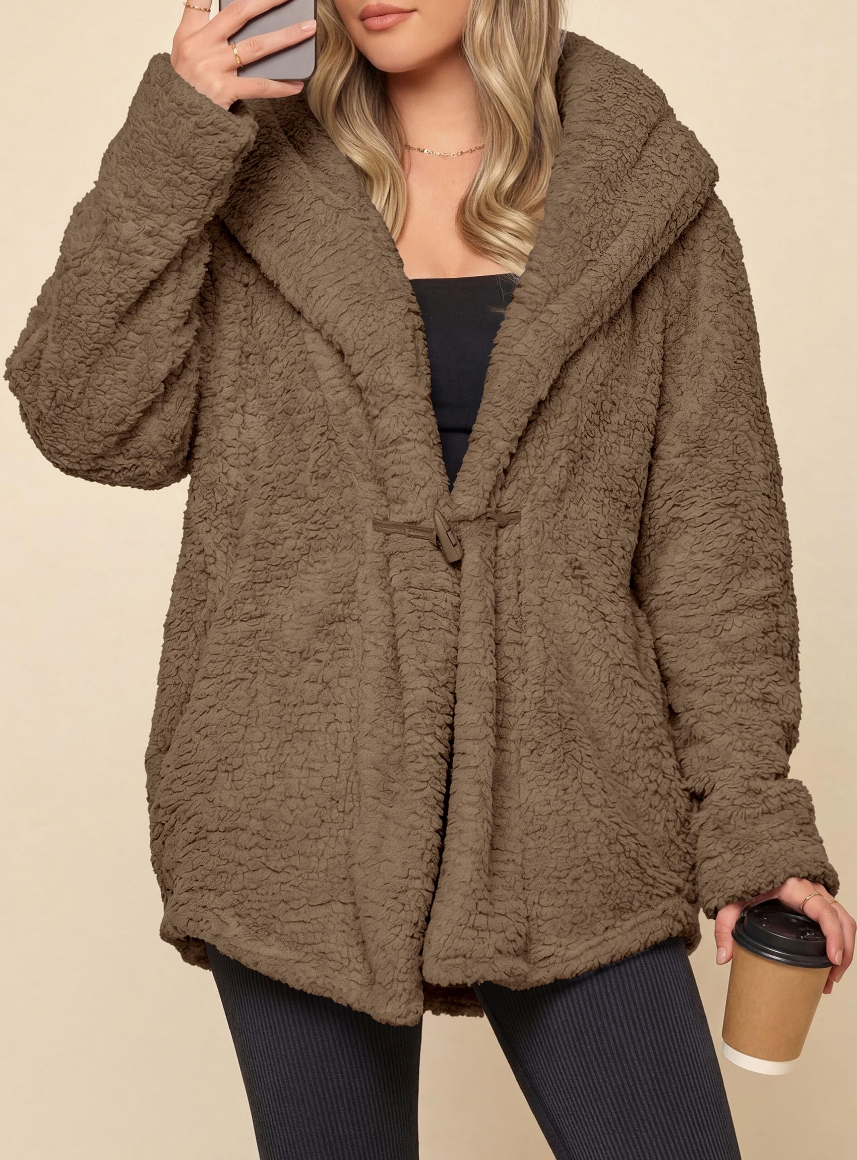 Women's Winter Warm Coats Hooded Faux Fur Sherpa Jacket