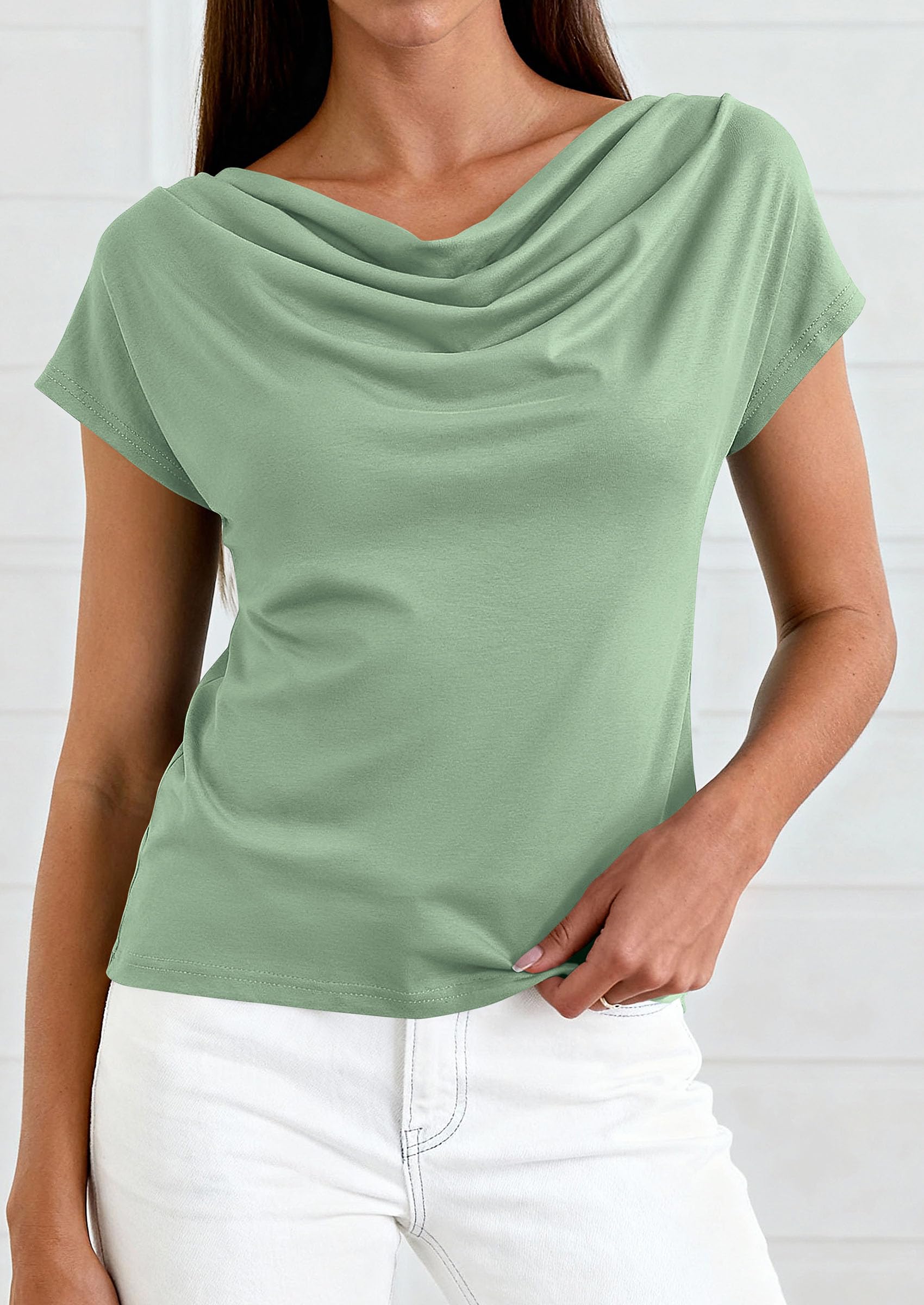 Womens Tops Dressy Business Casual Work Blouses, Sage Green,XS
