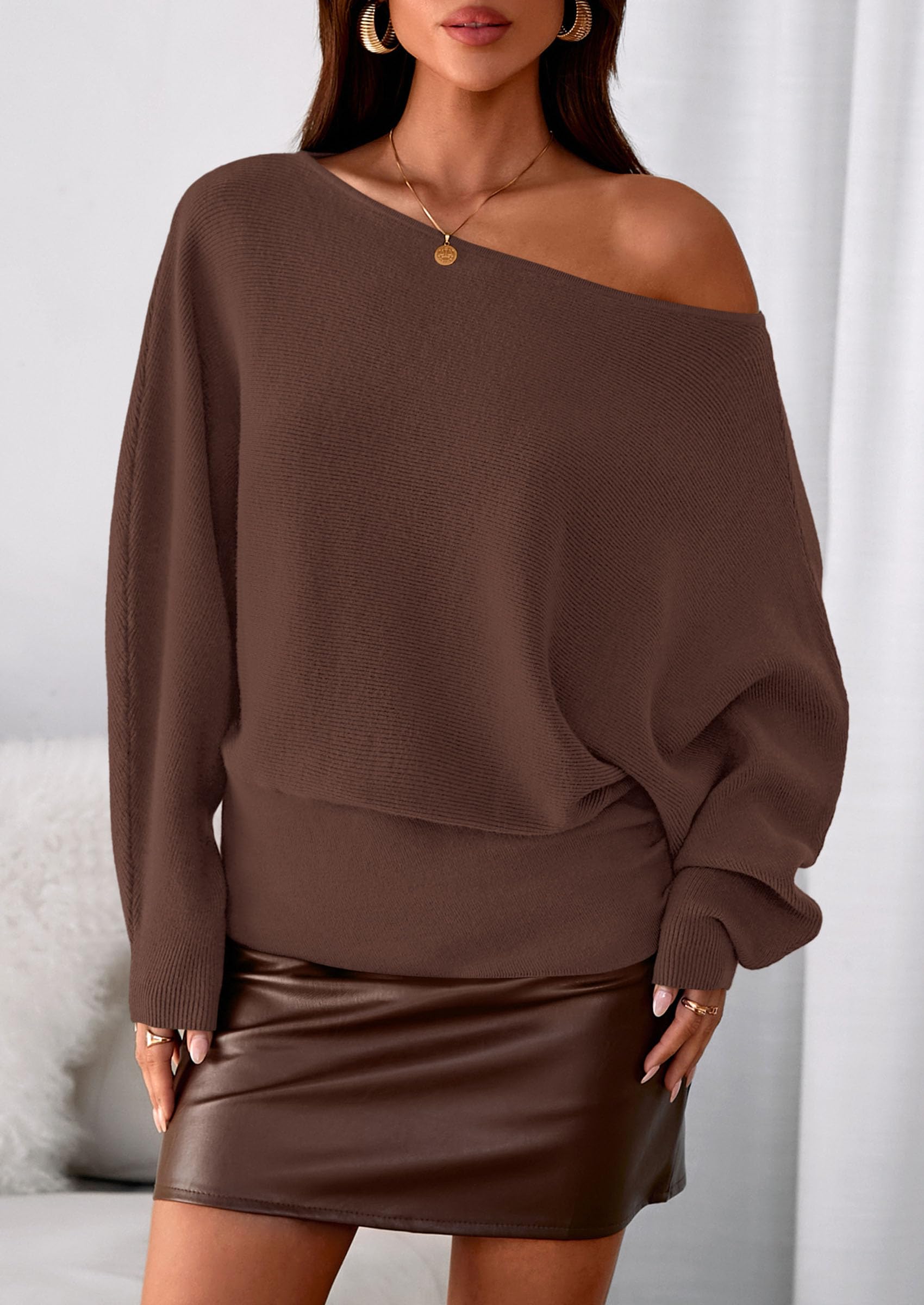 Women's Off the Shoulder Sweater Trendy Fall Going Out Tops