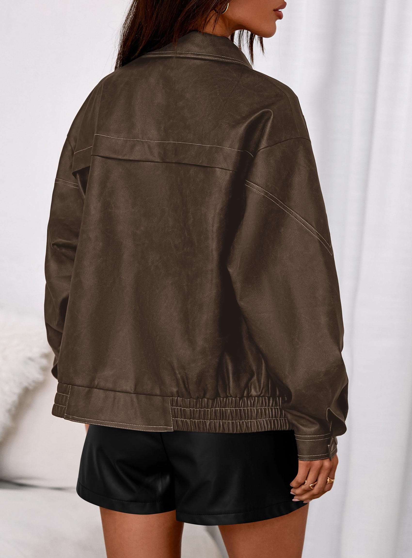 Womens Oversized Faux Leather Jacket Fall Winter Outfits
