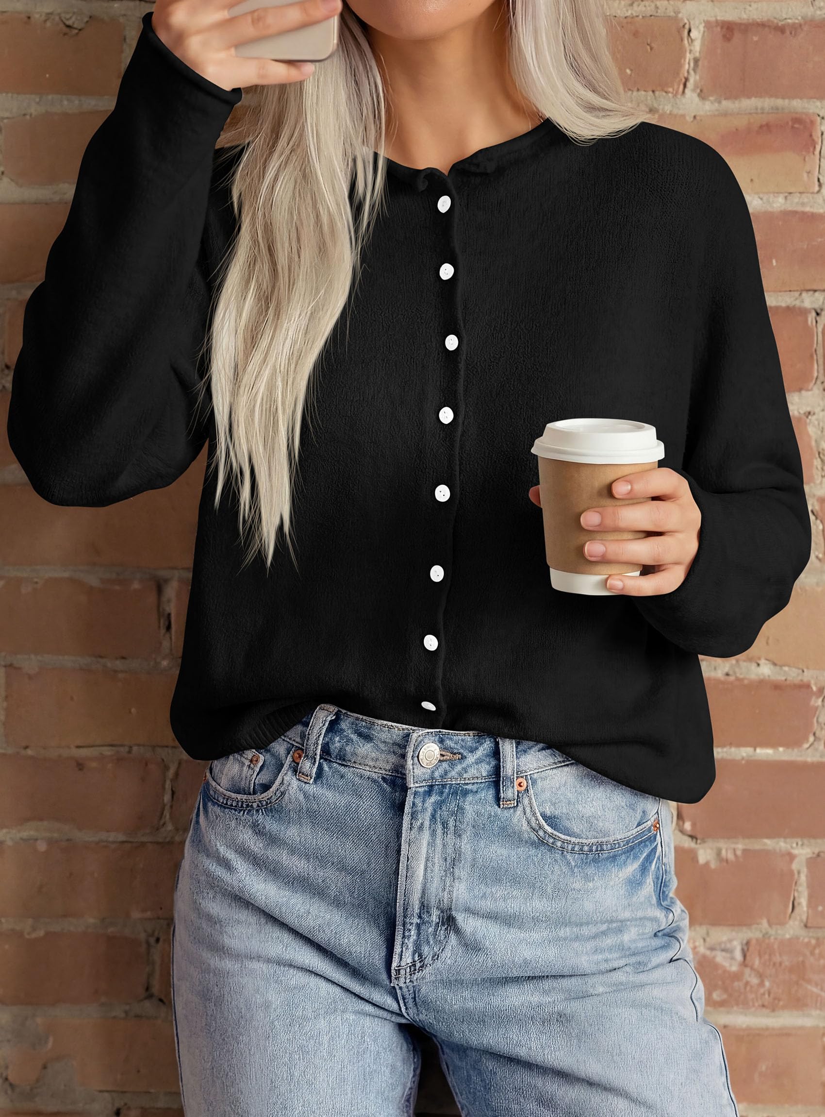 Button Up Cardigan for Women Knit Oversized Fall Sweaters