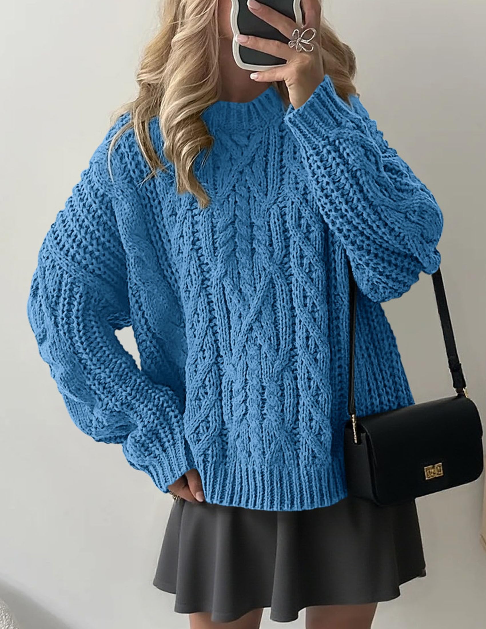 Womens Oversized Fall Sweaters Chunky Cable Knit Pullover Tops
