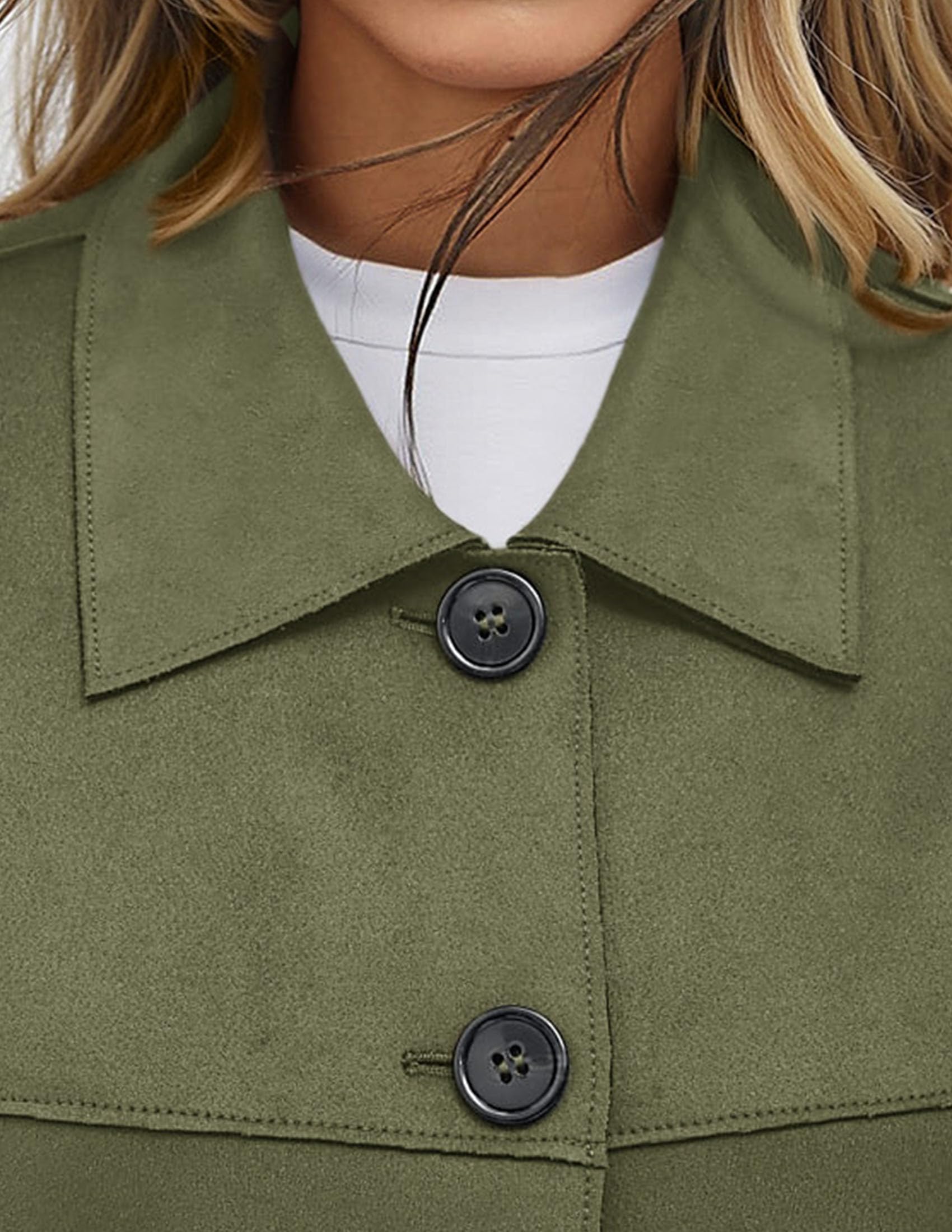 Women's Faux Suede Shacket Jackets Lightweight Cropped Coats