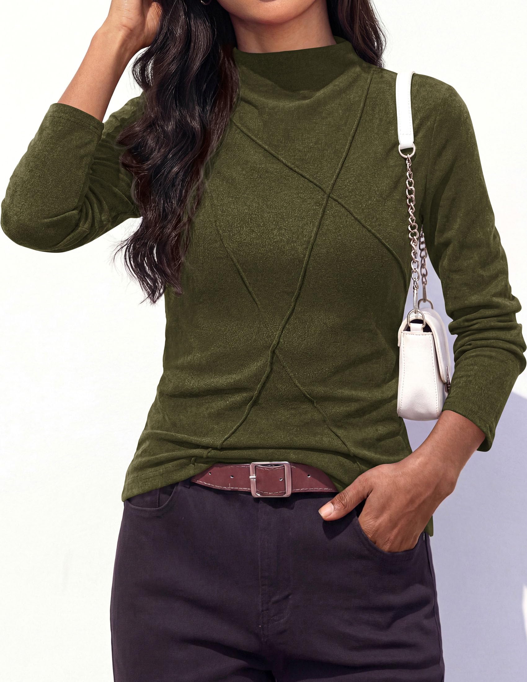 Women's Mock Neck Long Sleeve Shirts Underscrub Fall Tops