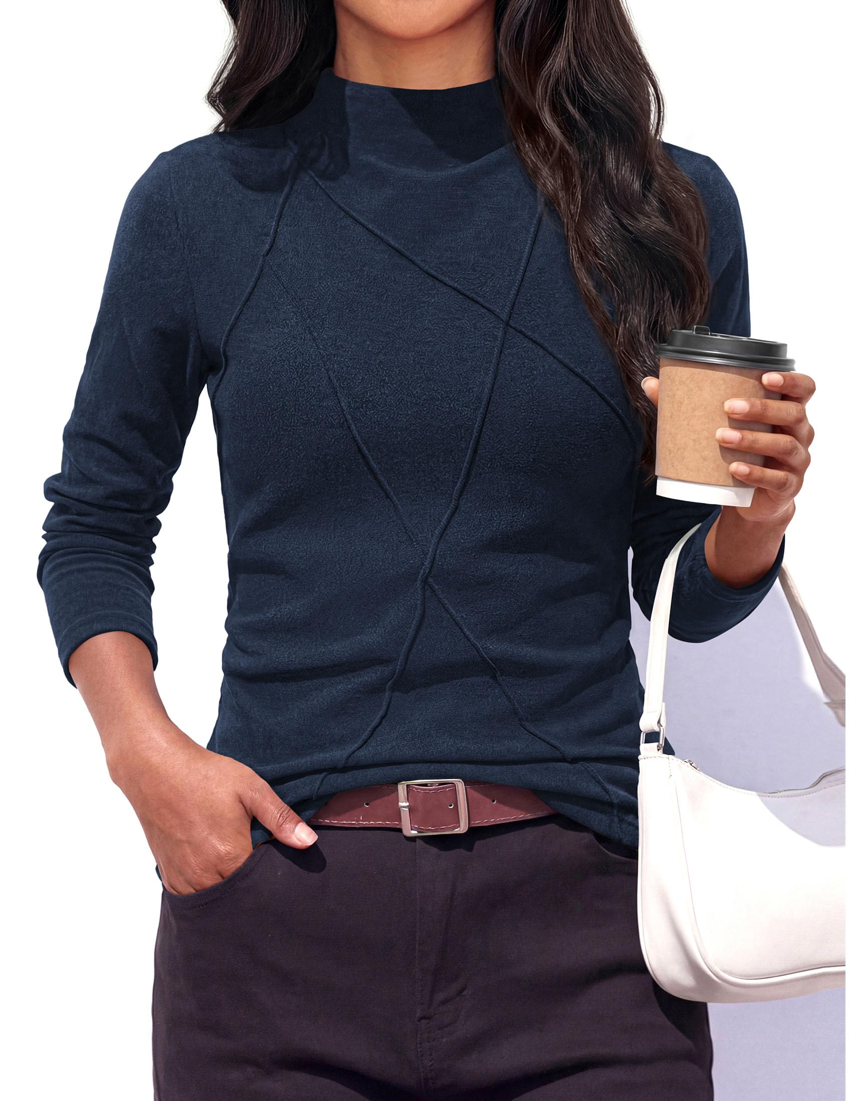 Women's Mock Neck Long Sleeve Shirts Underscrub Fall Tops