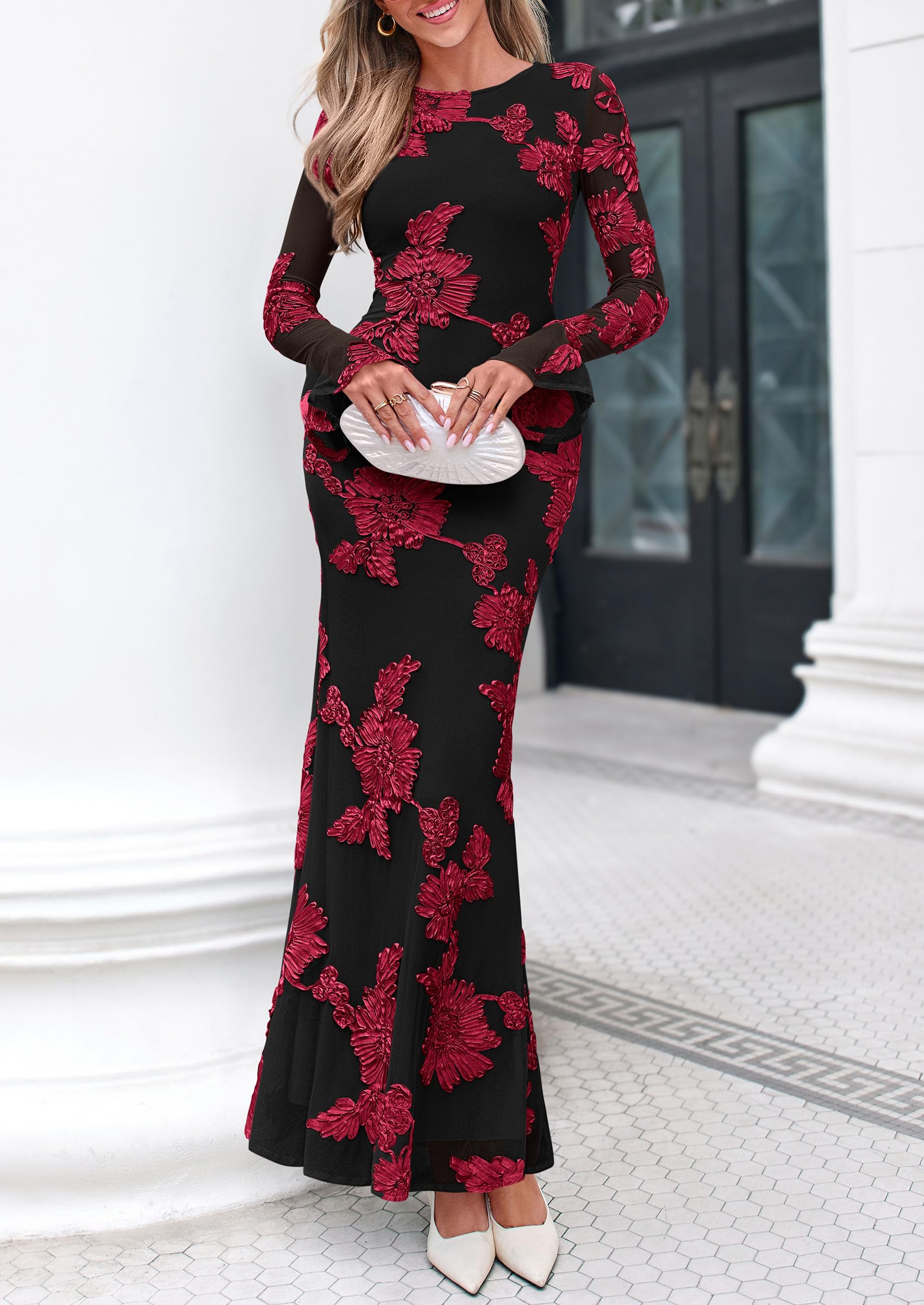 Women's Formal Floral Maxi Bodycon Wedding Guest Dresses 2026