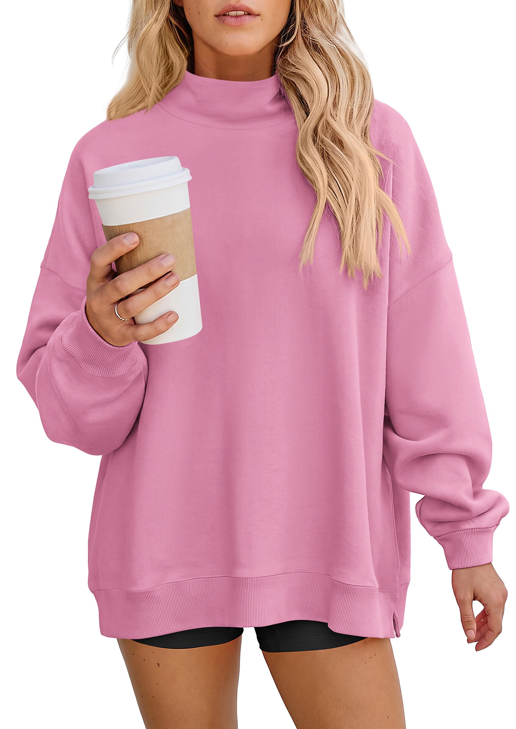 Womens Mock Neck Sweatshirt Oversized Pullover Fall Outfits