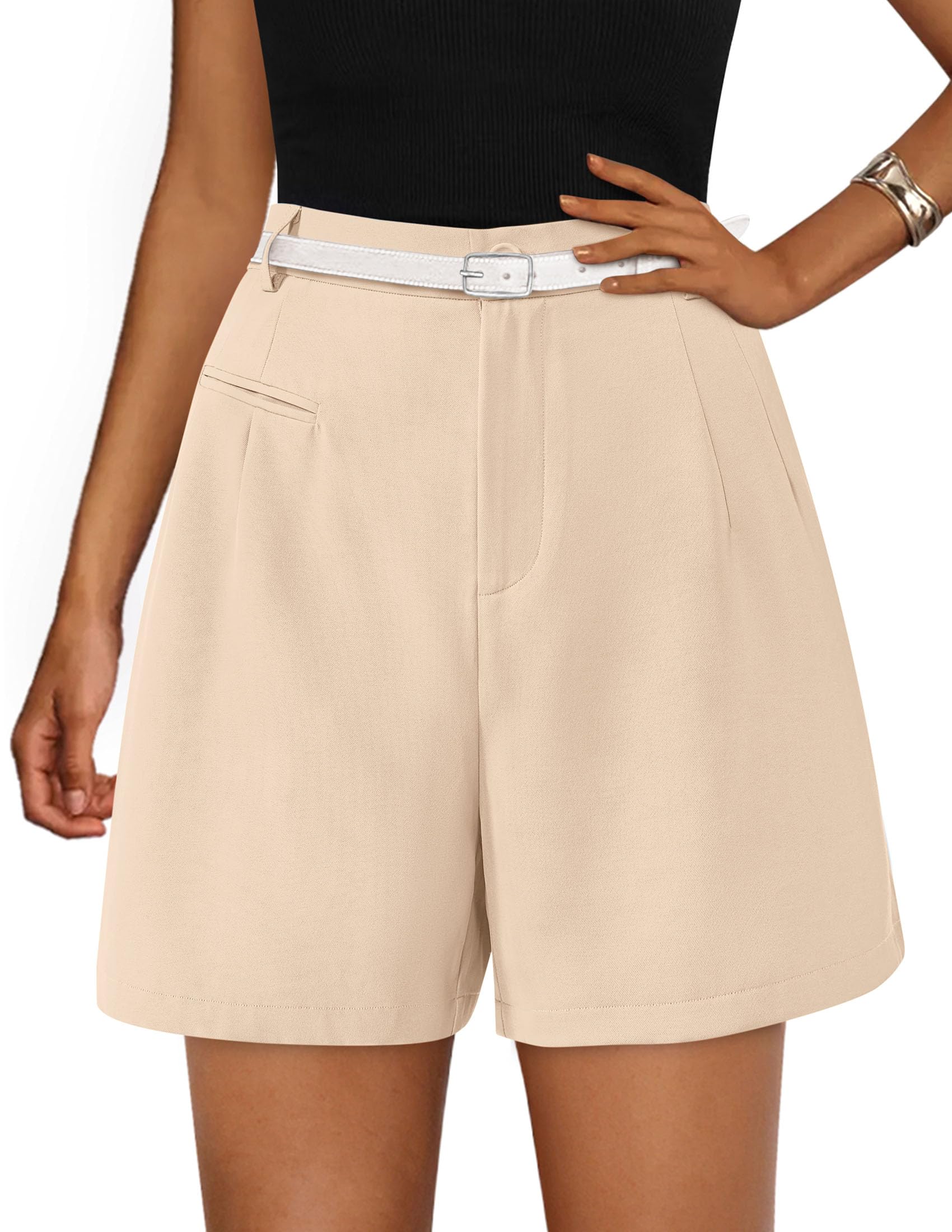 Women's Summer Shorts Business Casual Outfits,Apricot,S