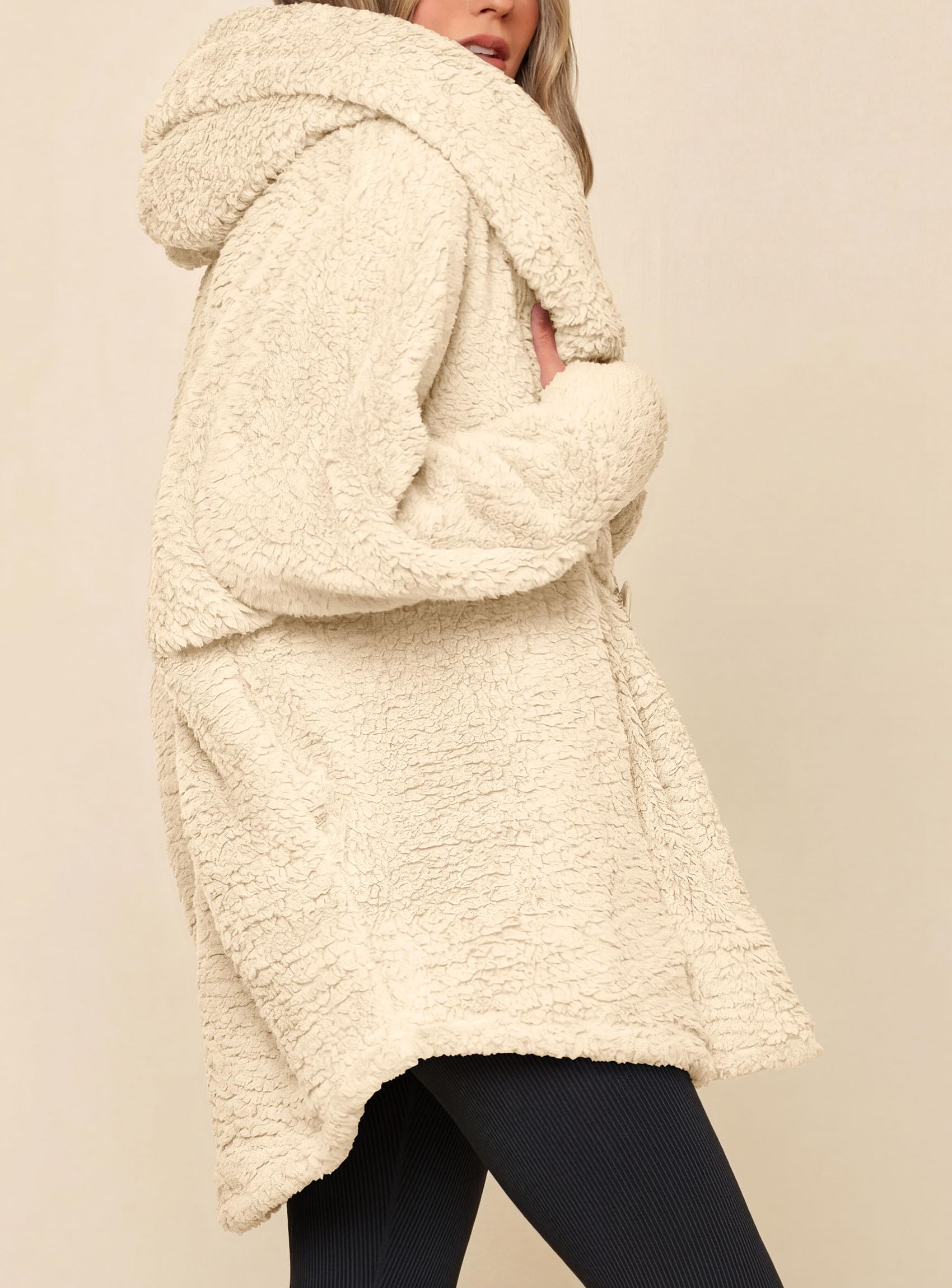 Women's Winter Warm Coats Hooded Faux Fur Sherpa Jacket